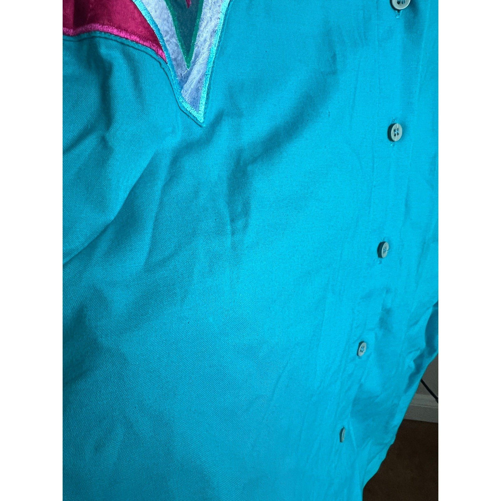 Vintage turquoise Wrangler button down size Small