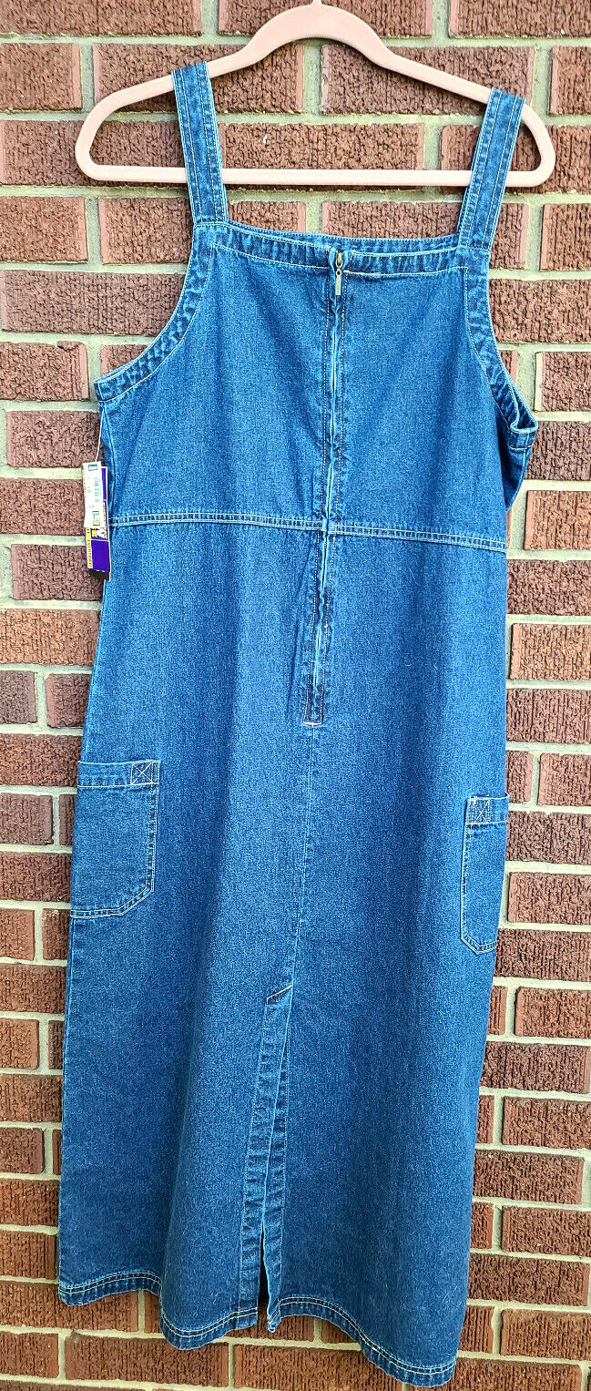 Vintage Sydni Jordan Denim Jean Dress Jumper Zip Up 100% Cotton