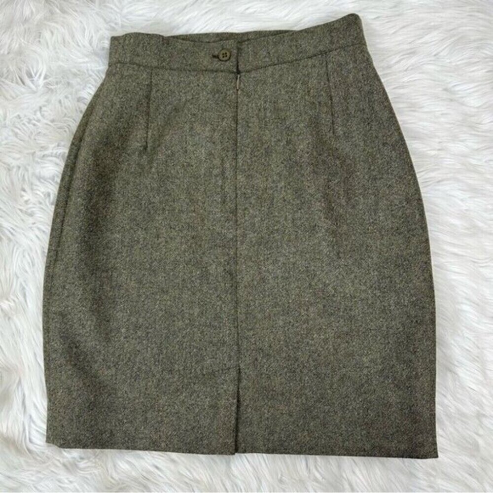 Fendi Olive Green 100% Virgin Wool Pencil Skirt Made in Italy Size FR 38/ US 25