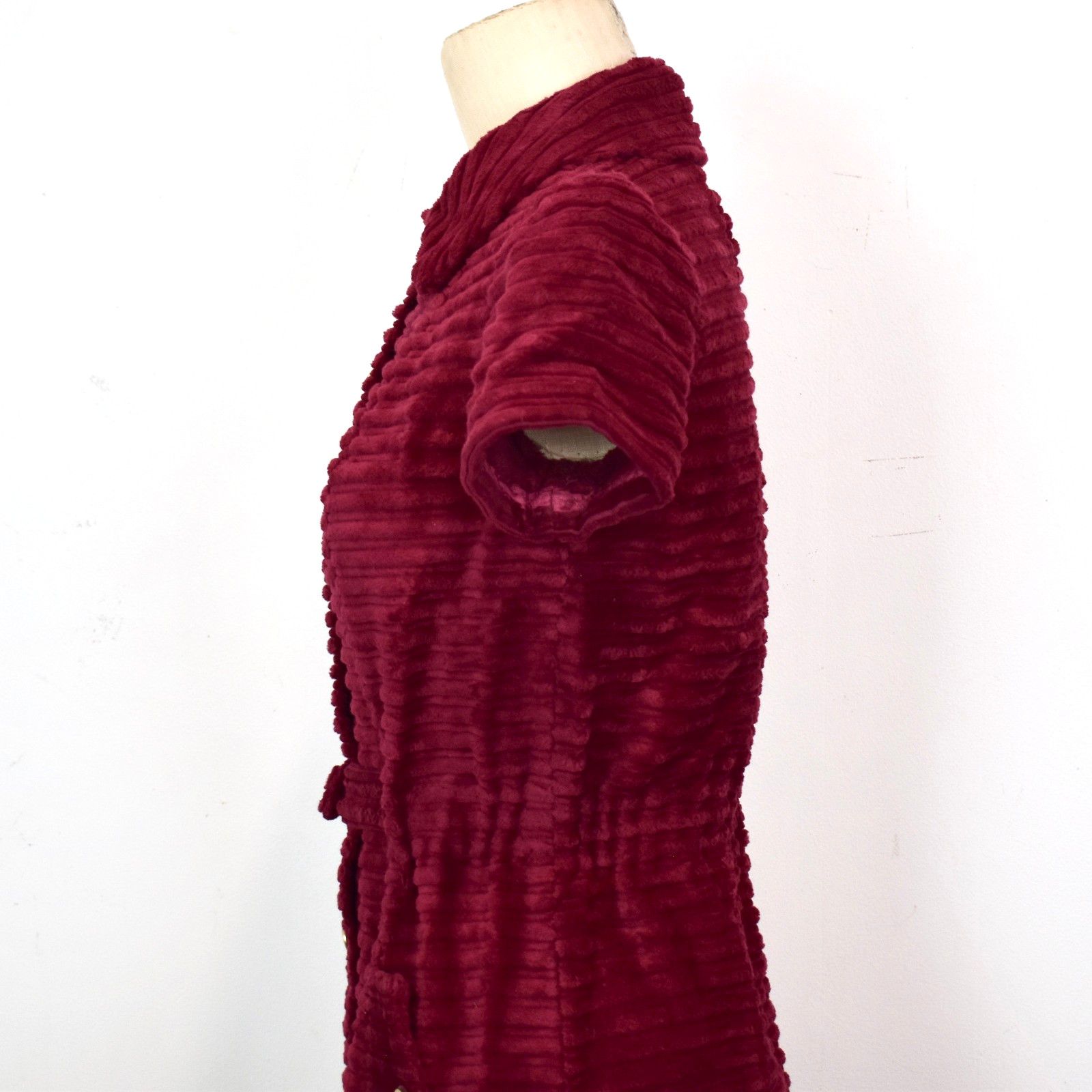 Mod 60s VTG. Corduroy Mini Dress XS-S SP Wide Whale Chunky Cranberry Red