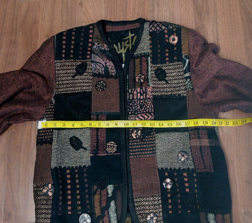 Crystal Vintage Womens Artsy Patchwork Long Sleeve Jacket Made In Colombia Small