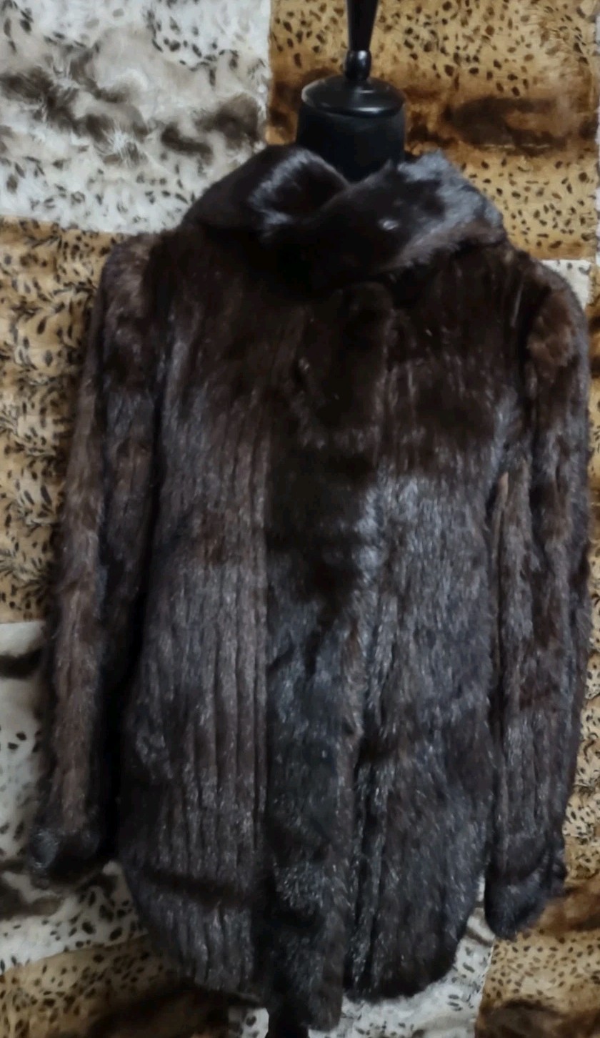 MCM Mink Jacket Custom Made 38&Prime; Chest Alaska Velvet Pockets Scarf 23&Prime; Length