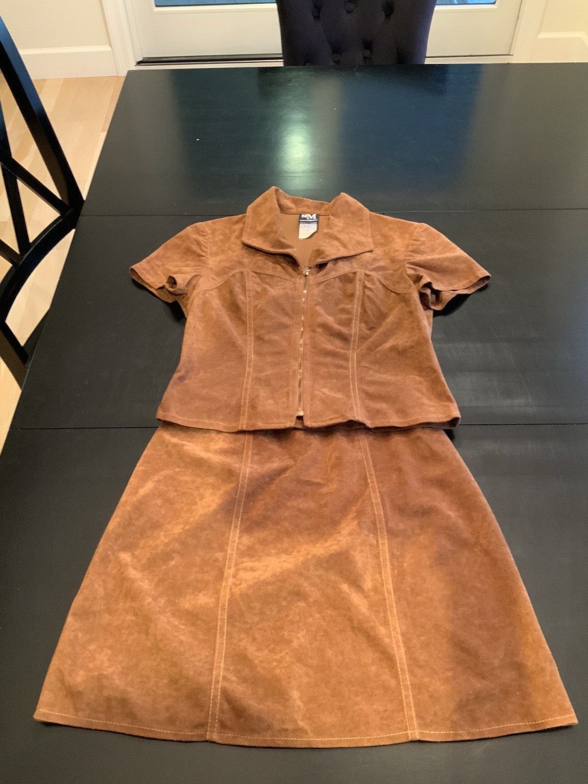 My Michelle Vintage Faux Suede Brown Top And Skirt Set For Jr 3