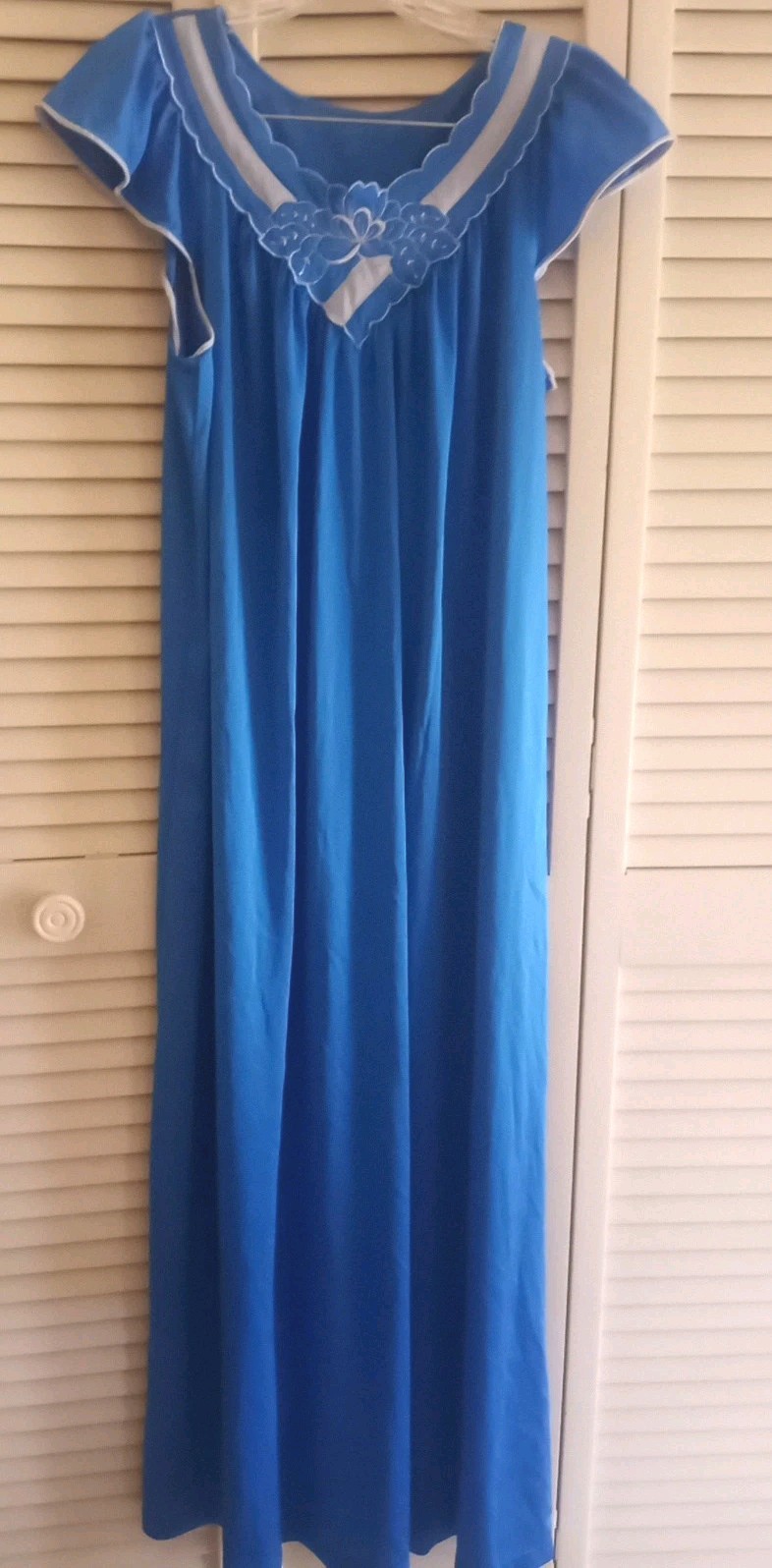 Vintage Shadowline Gown & Robe Set~ Royal Blue Long Length (52&Prime;) Nylon Size Sm
