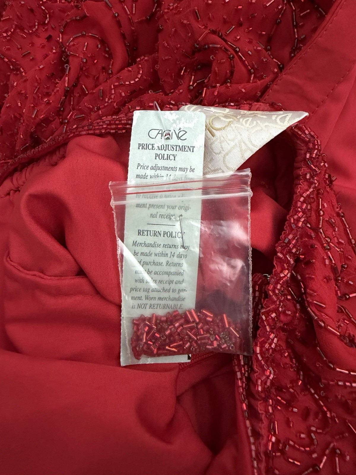 Vintage Cache Red Fully Beaded Evening Gown Deadstock NWT Size M