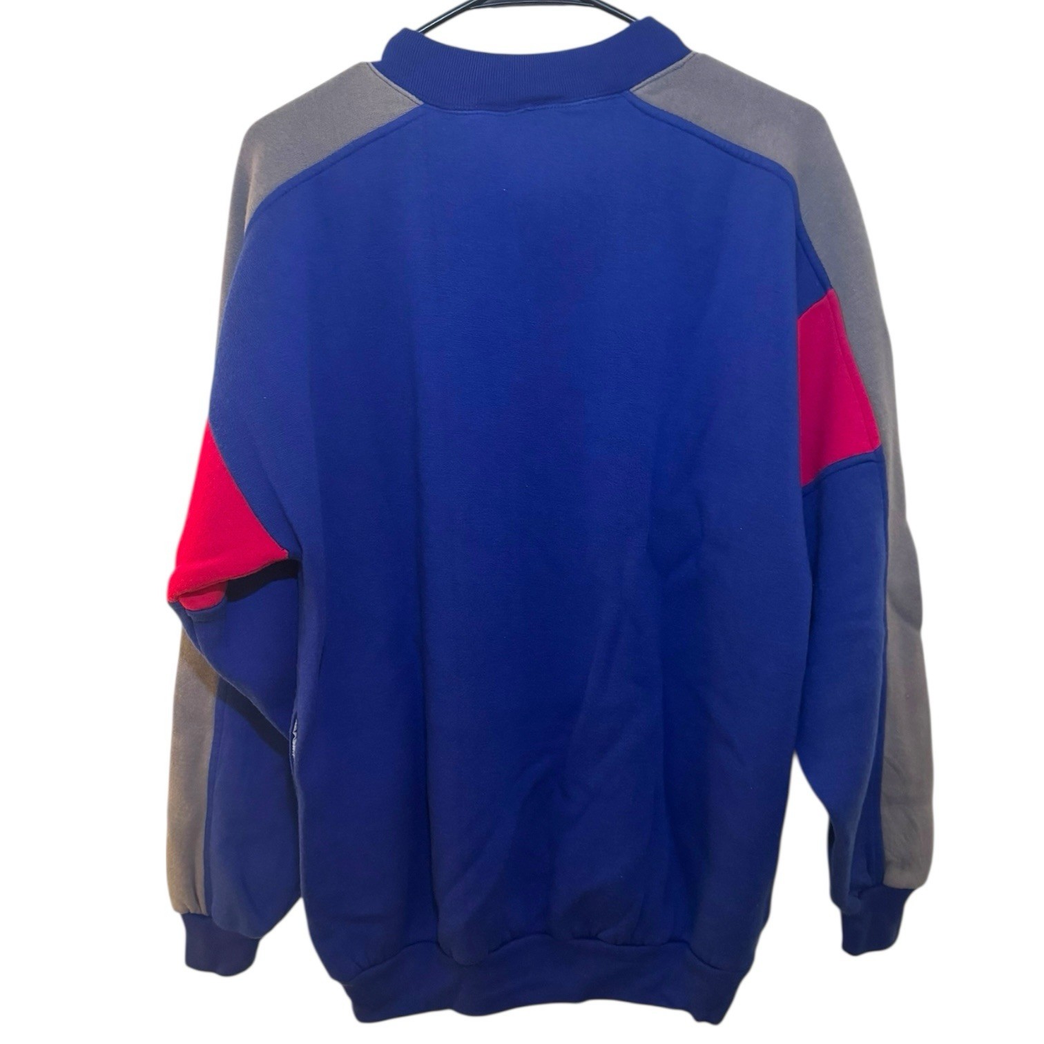 Vintage Trend Basics Color Block Crewneck Sweatshirt 80/90s Retro SZ L Blue Pink