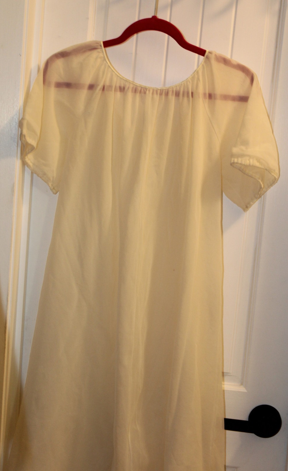 Vintage Peignoir Miss Elaine Babydoll Double Sheer Chiffon Robe Cream Bridal S