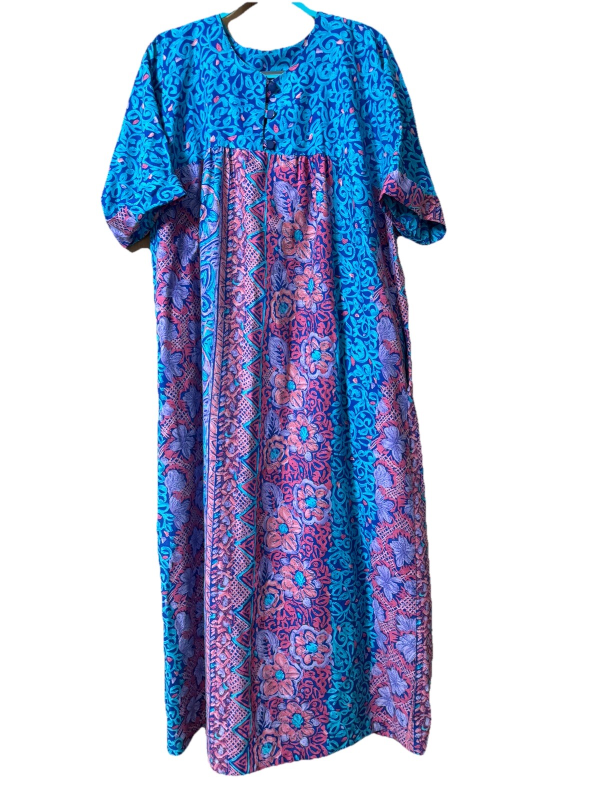 Vintage Apostrophe Dress Womens XL Bust 48” 80s RARE USA Housecoat Mumu Flaws