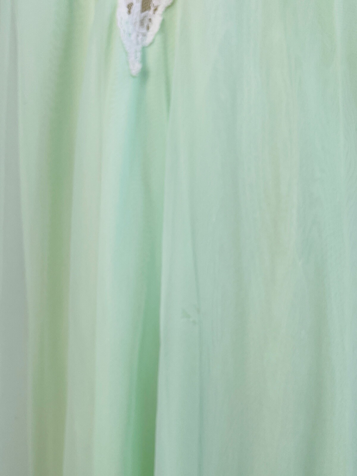 VTG WARD&rsquo;S MINT GREEN GODDESS CHIFFON&LACE FULL SWEEP NIGHTGOWN NEGLIGEE*S/M