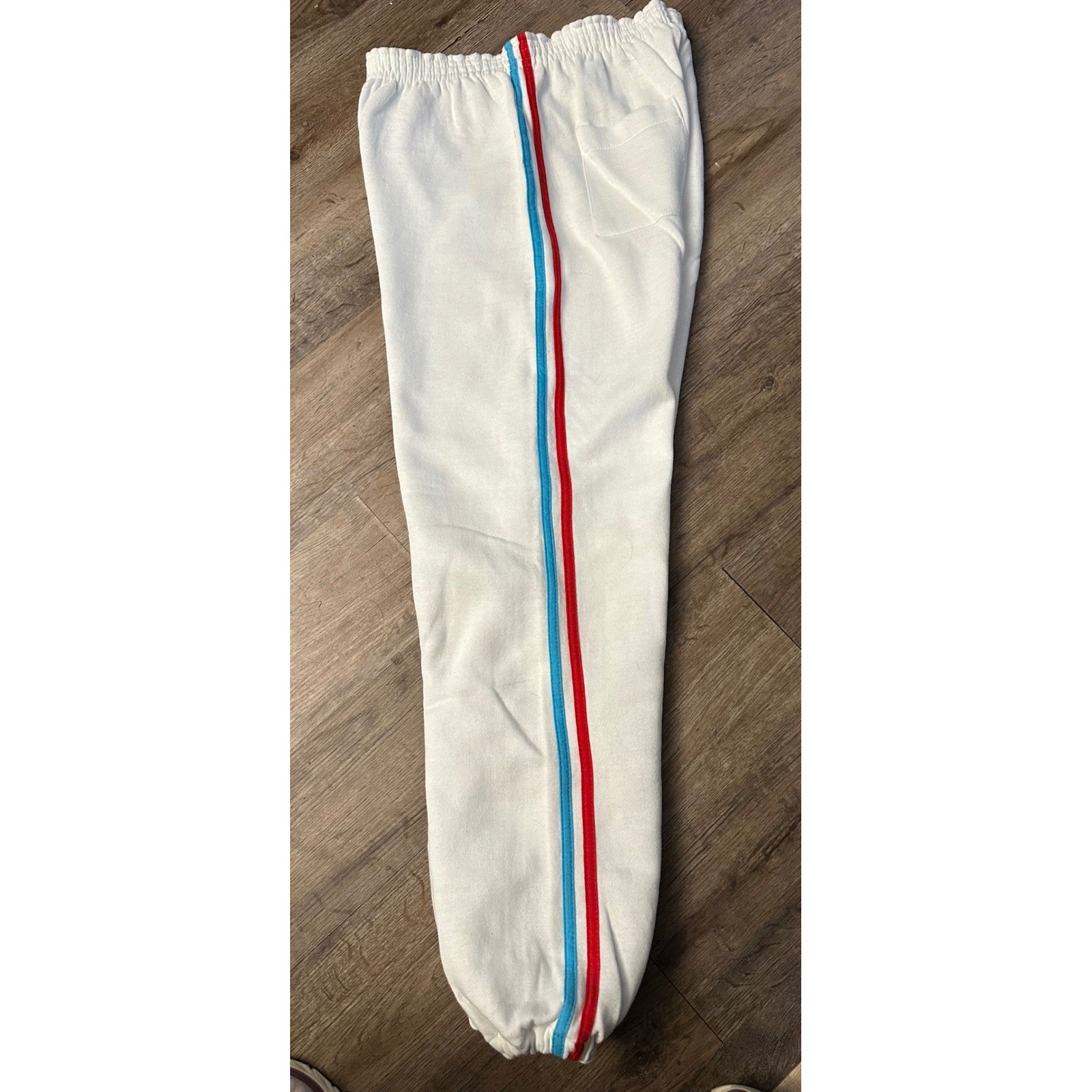 Vintage Spalding USA White Sweatpants Red Blue Side Stripe Joggers Womens Large