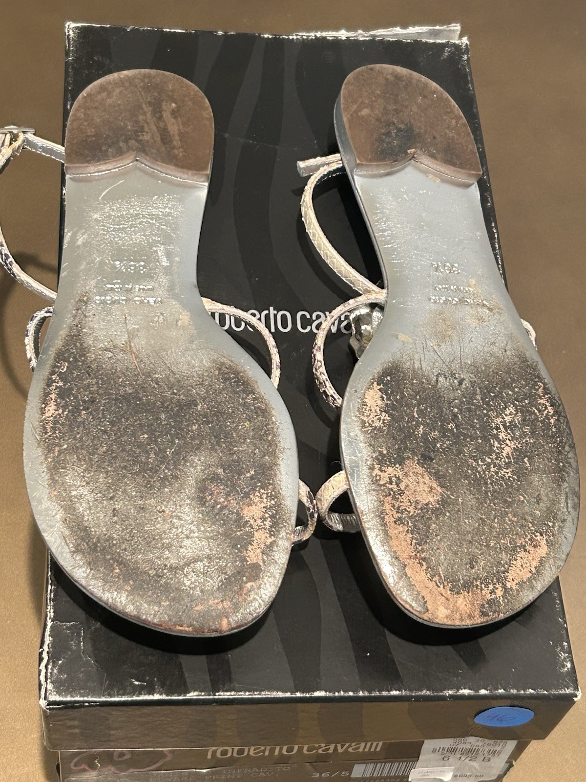 Rare Vintage Roberto Cavalli Flat T-Strap in Pansy Size 6.5