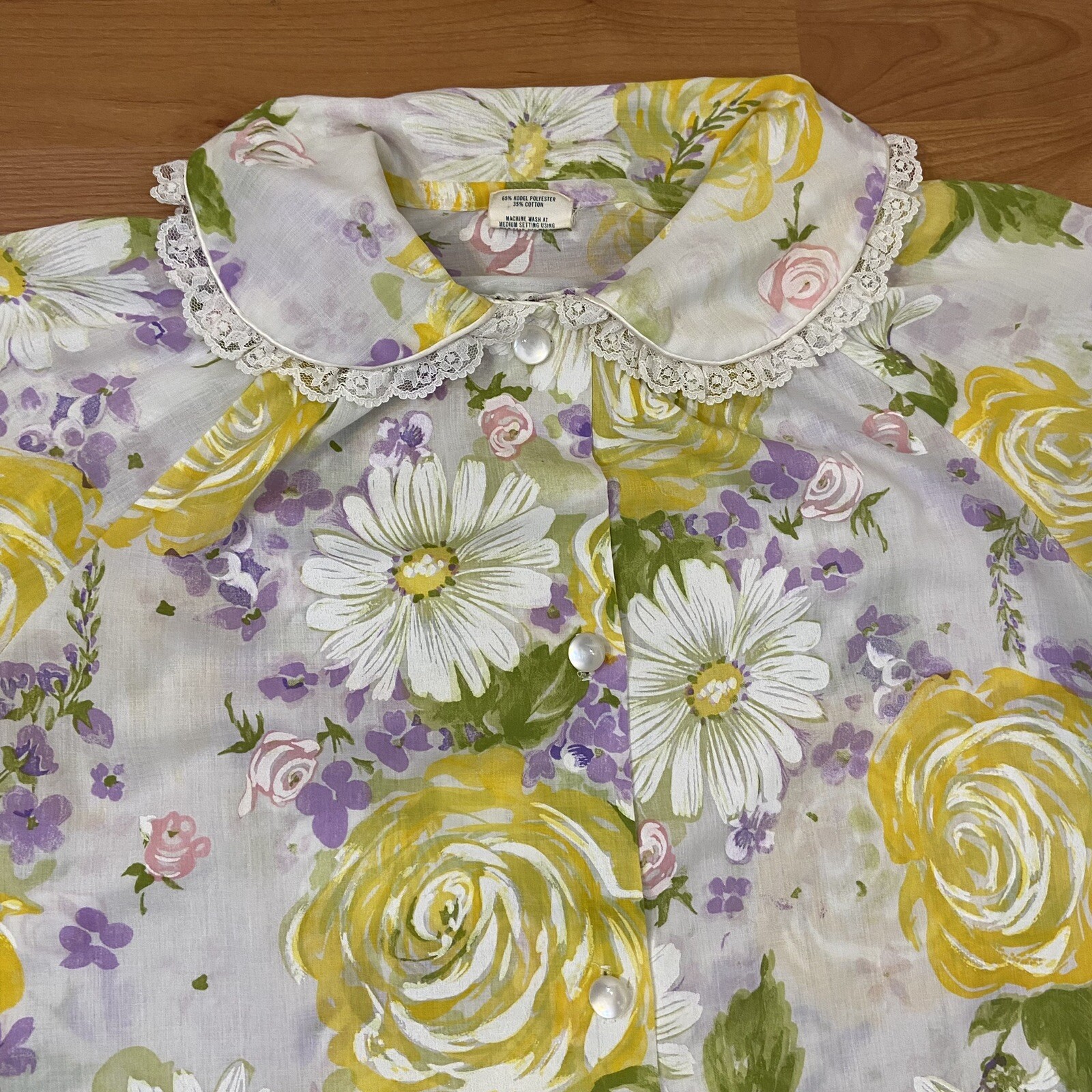 Vintage Allover Floral Print 60s 70s House Coat Women’s 38