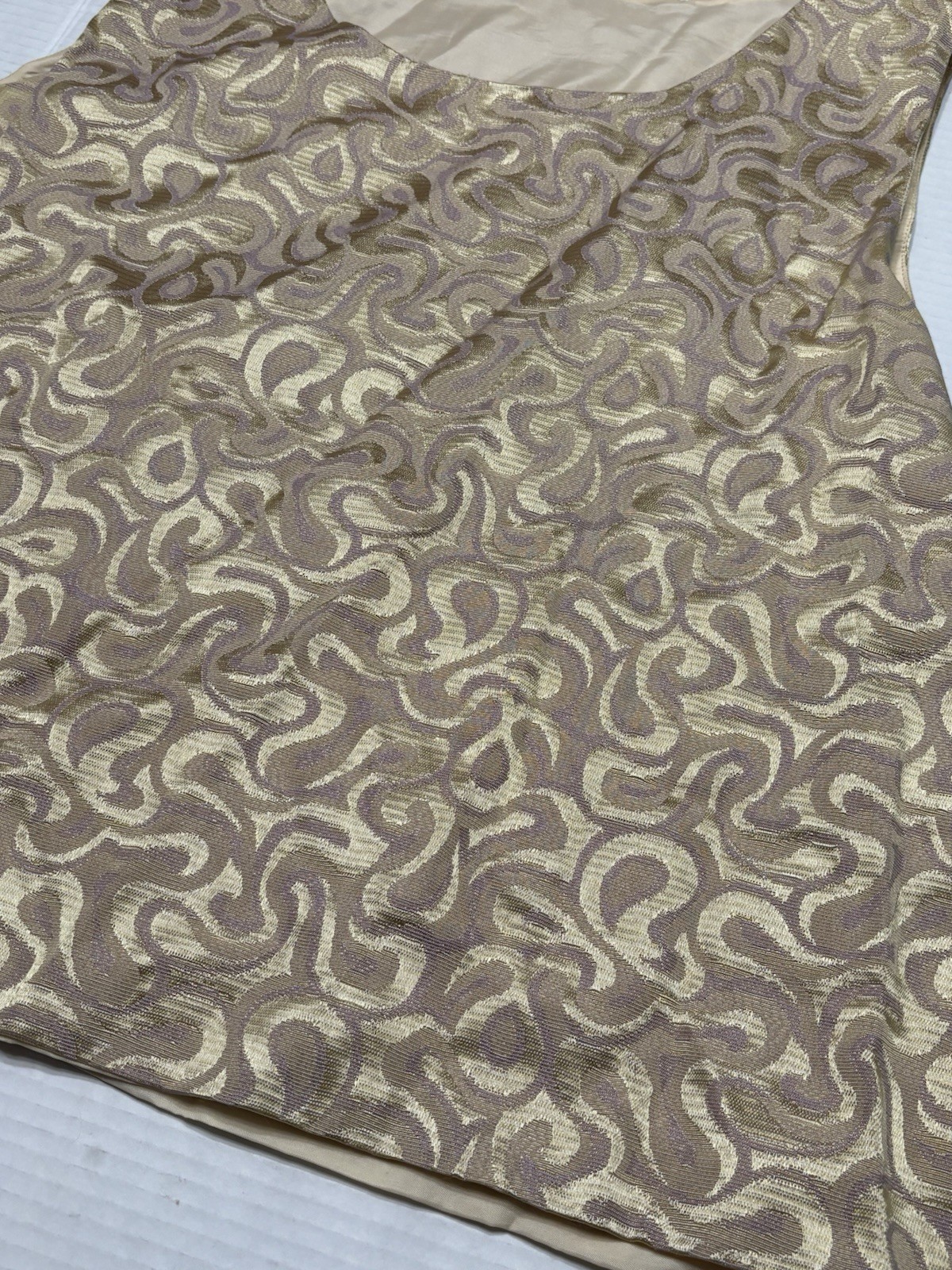 Vintage Club France 3 Pc Skirt Suit Womens 20 Gold Brocade Made USA