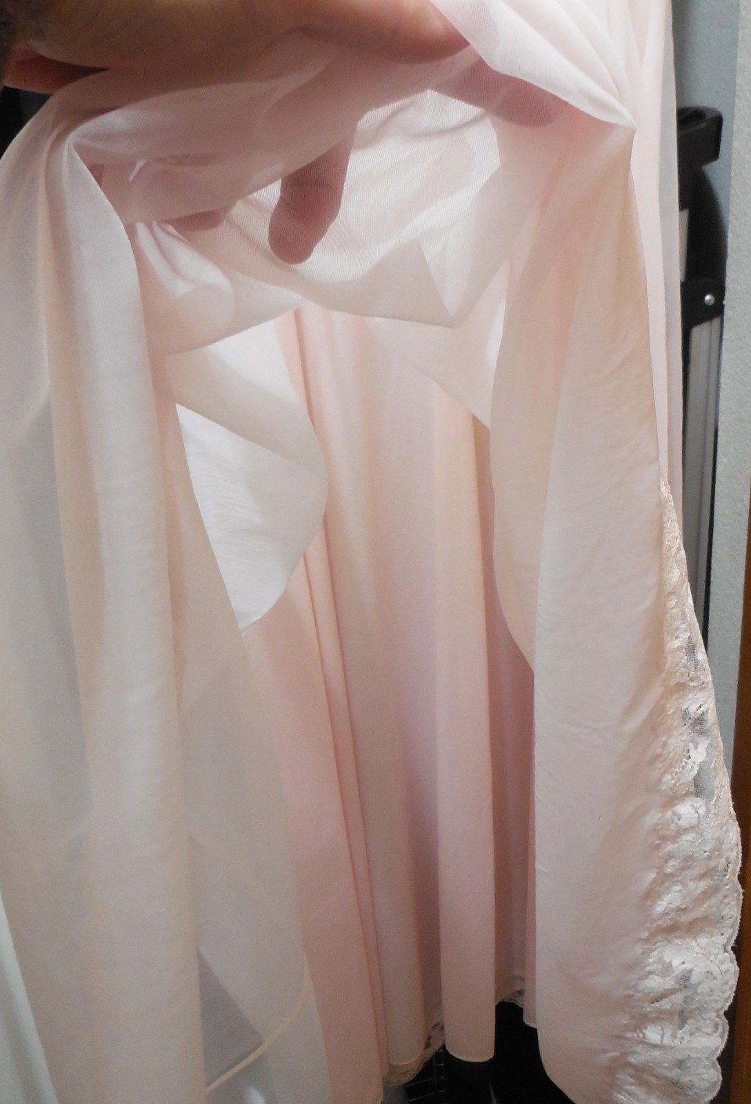 Vintage Pink Sheer Shadowline Chiffon Women&rsquo;s Nightgown MED/LG