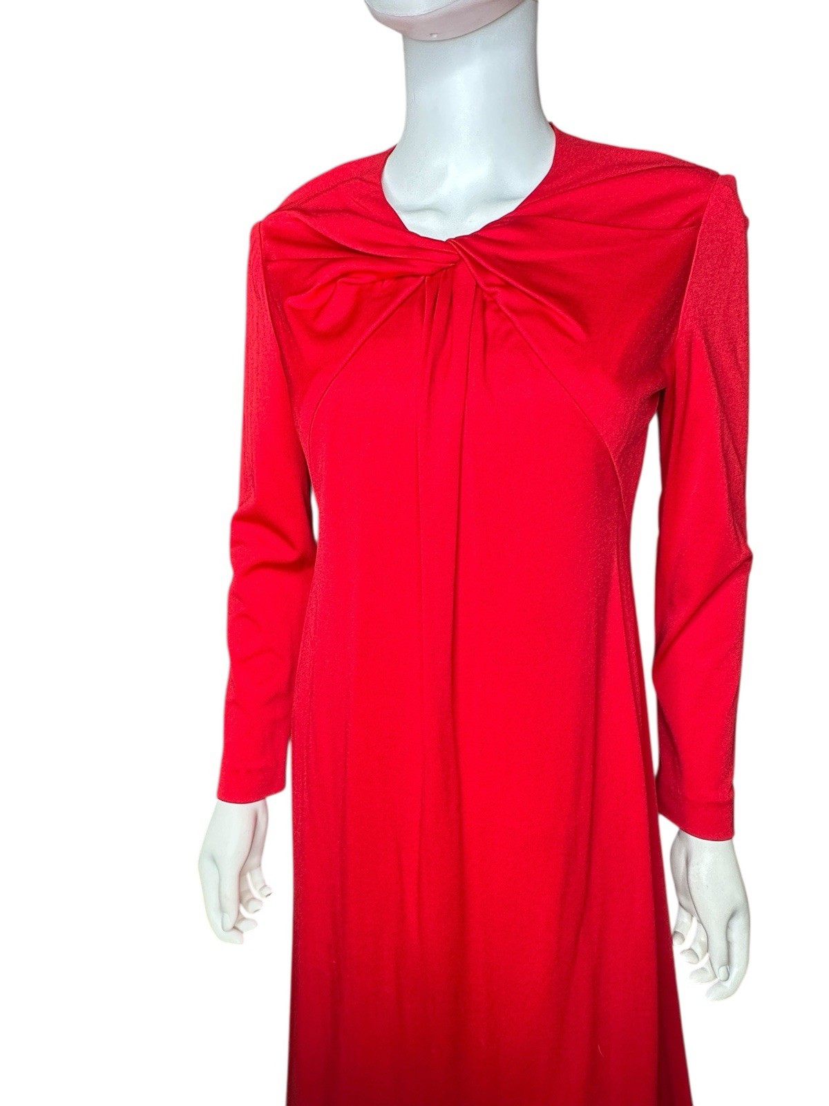 LEO NARDUCCI Ambiance Vtg Designer 1970s Red Holiday Maxi Dress Glamour Rare S/M