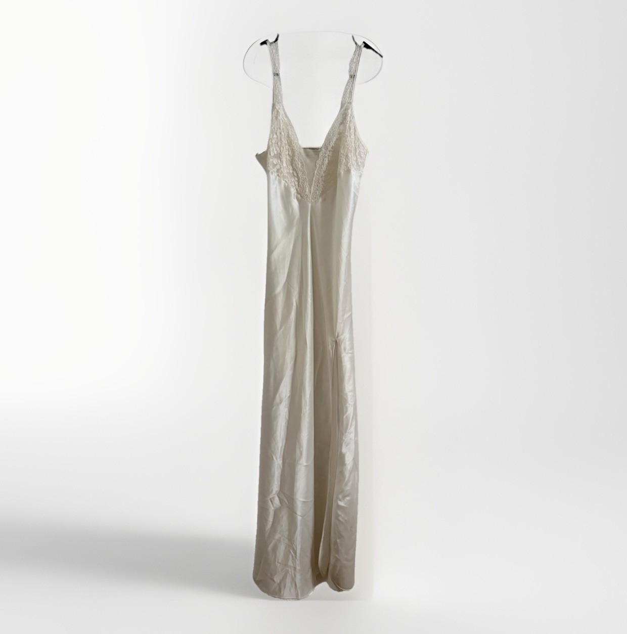 Victoria&rsquo;s Secret Vintage Ivory Satin Full Length Slip Nightgown, Size S