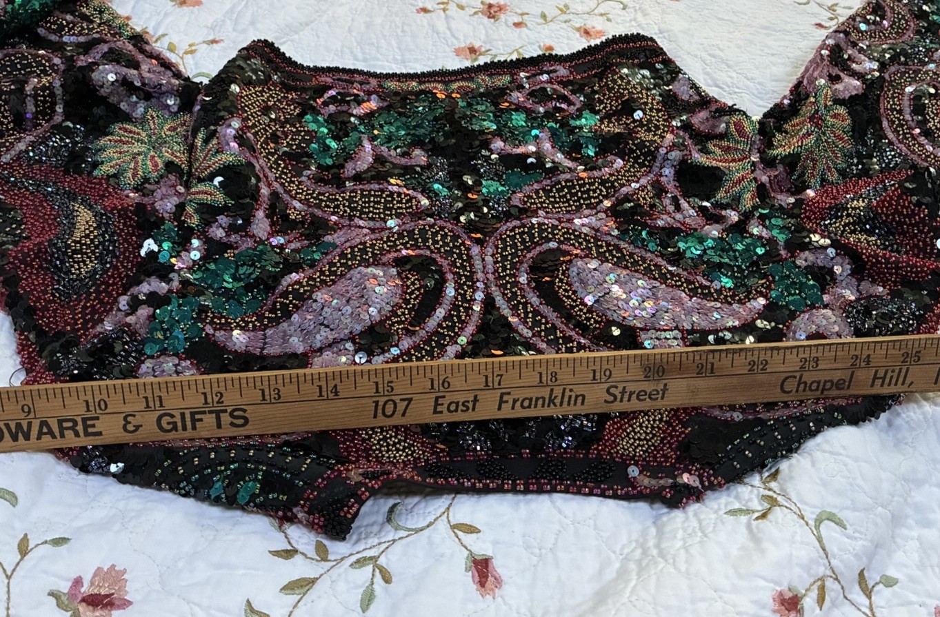 Vntg ‘80s A.J. Bari Silk Beaded Sequin Cropped Bolero Jacket S MFormal Cocktail