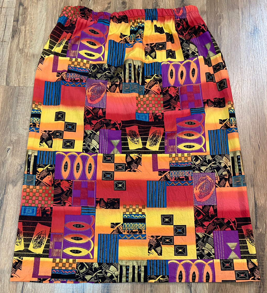 Vintage Koco Collection Multi-Color Ethnic Skirt Set Reg Size Plus Colorful Top