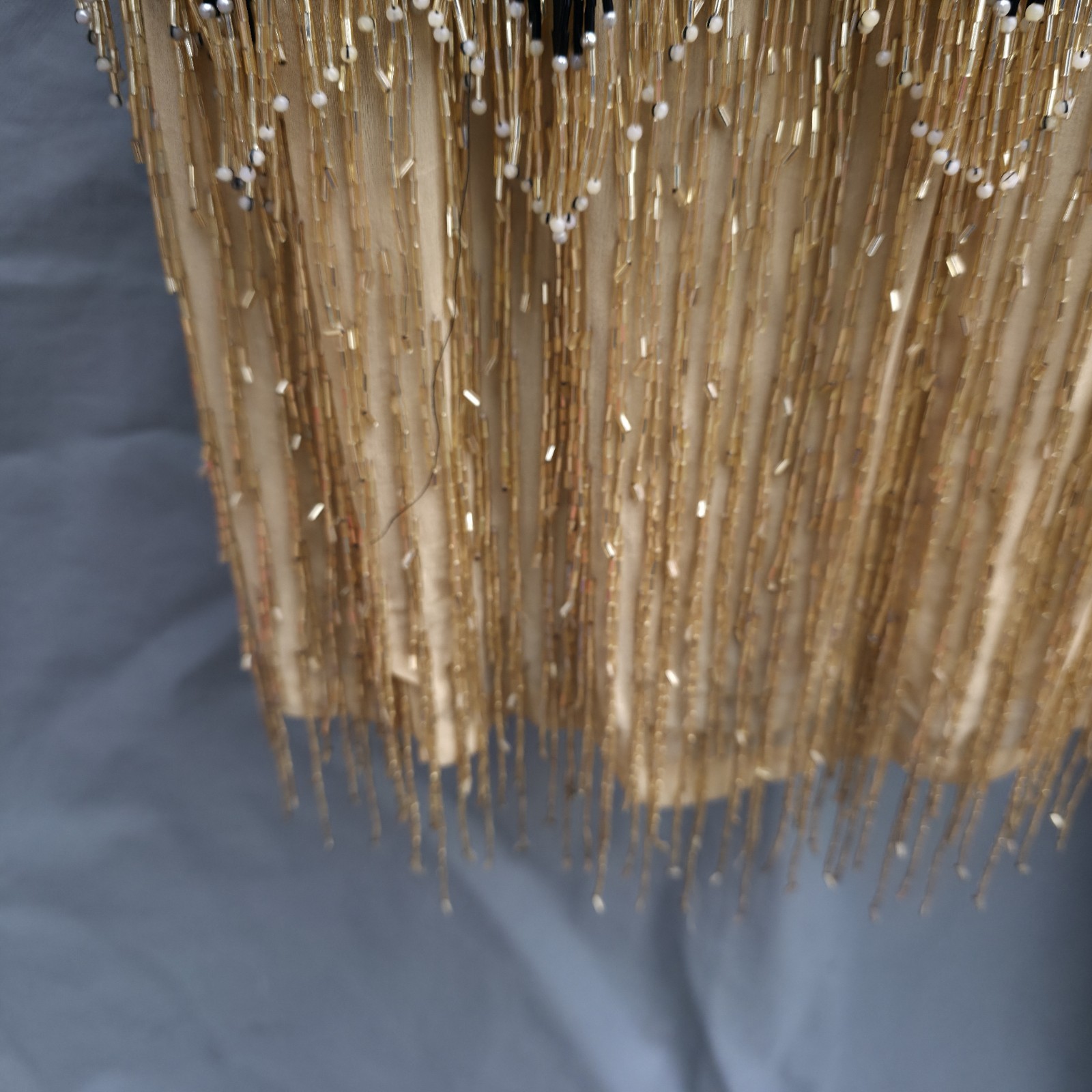 Vintage Niteline by Della Roufogali Black Gold Beaded Fringe Cocktail Dress