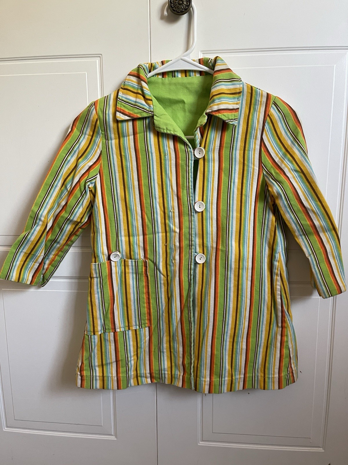 1960s/70s Vintage Handmade/Homemade Jacket/Button Up, Striped, X-Small