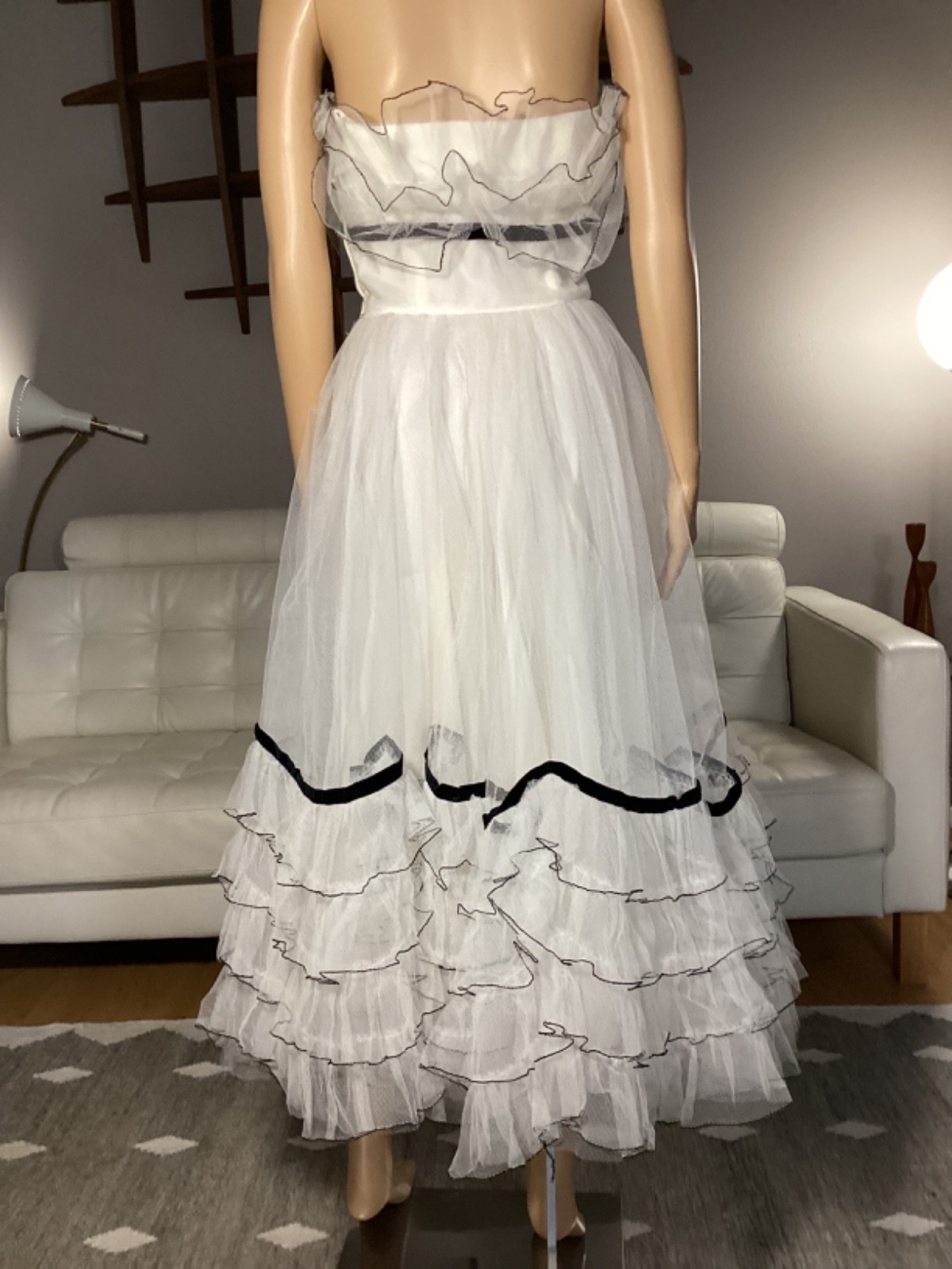Vintage 1950&rsquo;s Will Steinman Original Black & White Tulle Strapless Party Dress