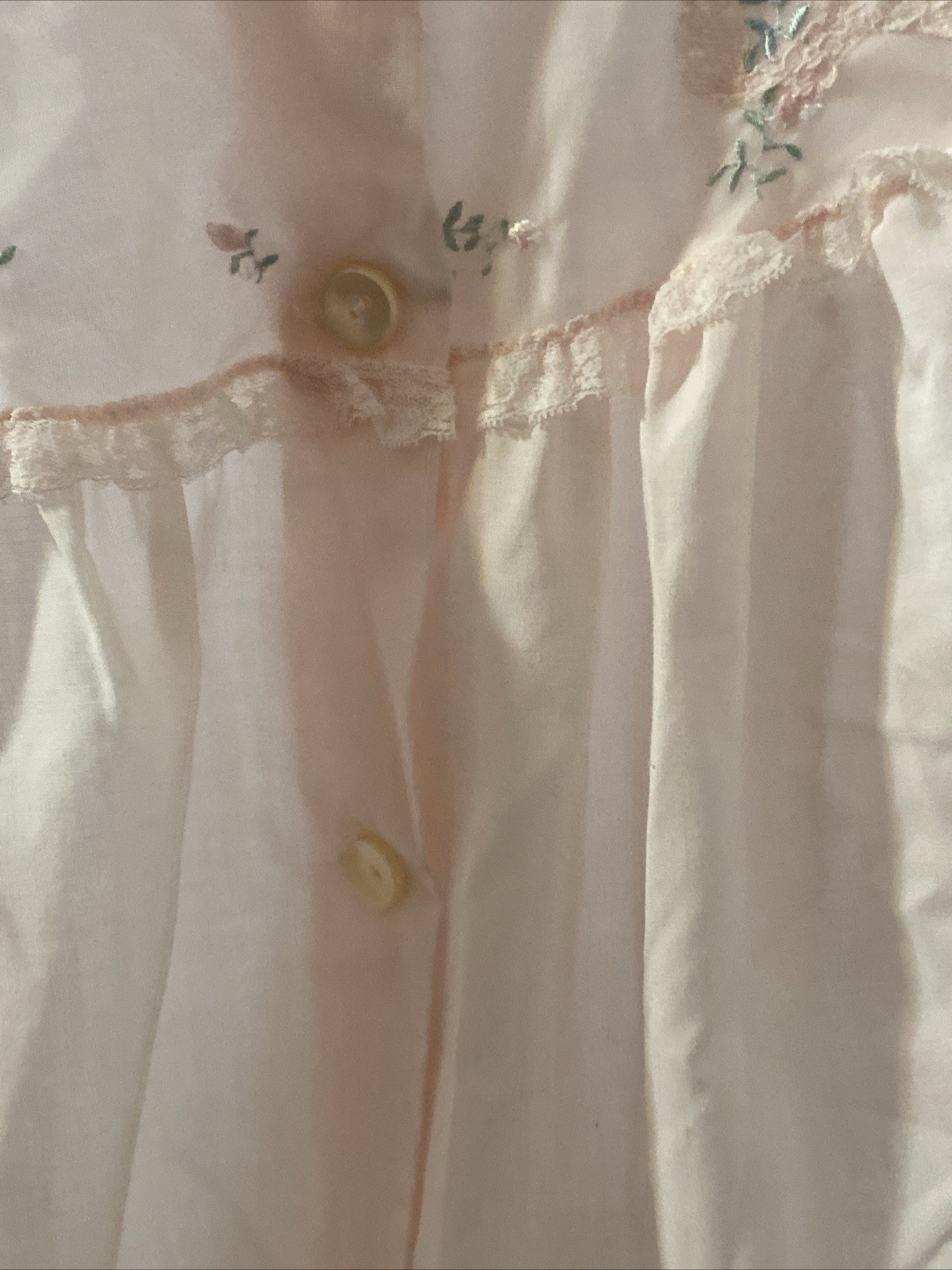 Vintage Sears 2pc Pajama Set Pink Embroidered 38 M/L