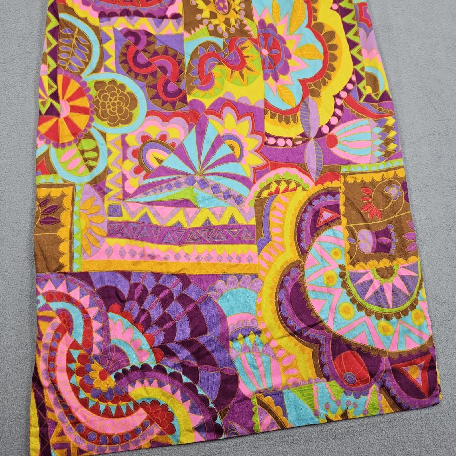 VTG 1960s Screen Printed Psychedelic Shift Dress Size S Japanese Retro Mod Gogo