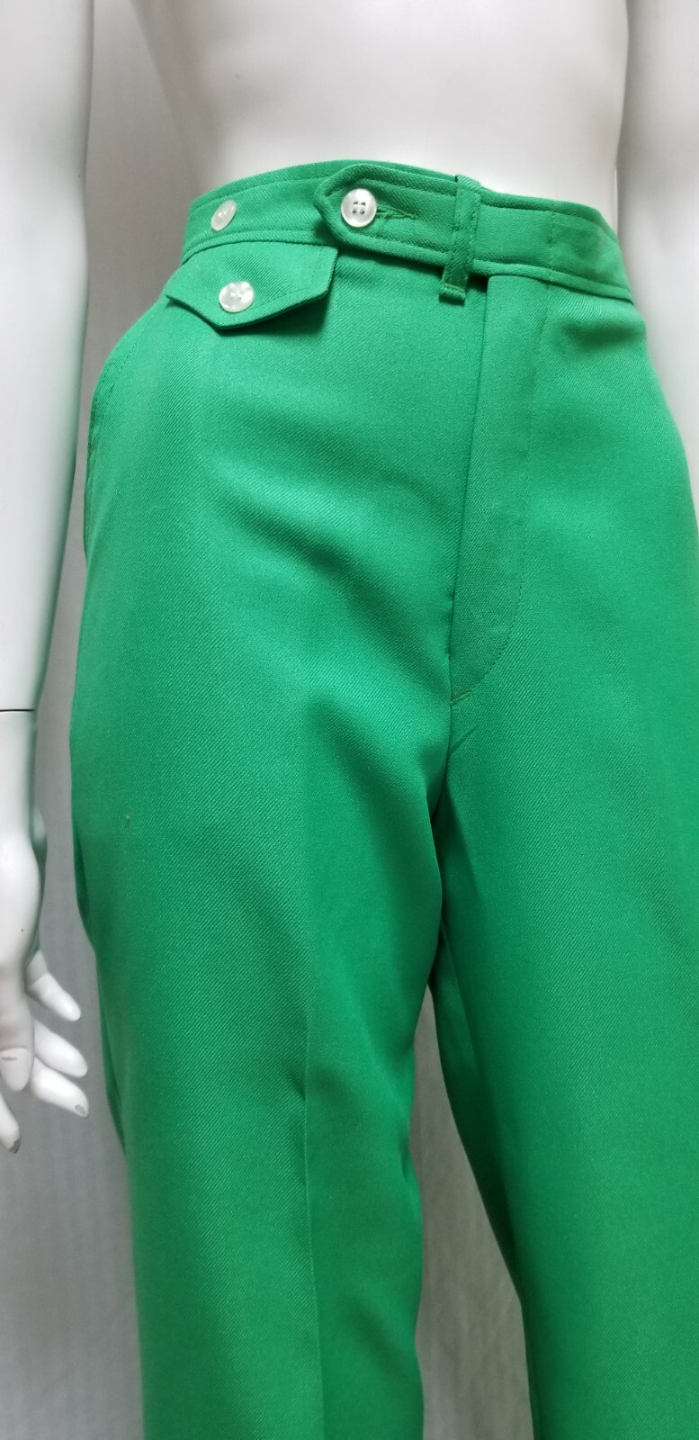 NOS Vintage 1970&rsquo;s Green Polyester Twill Pants – Waist 28 inches