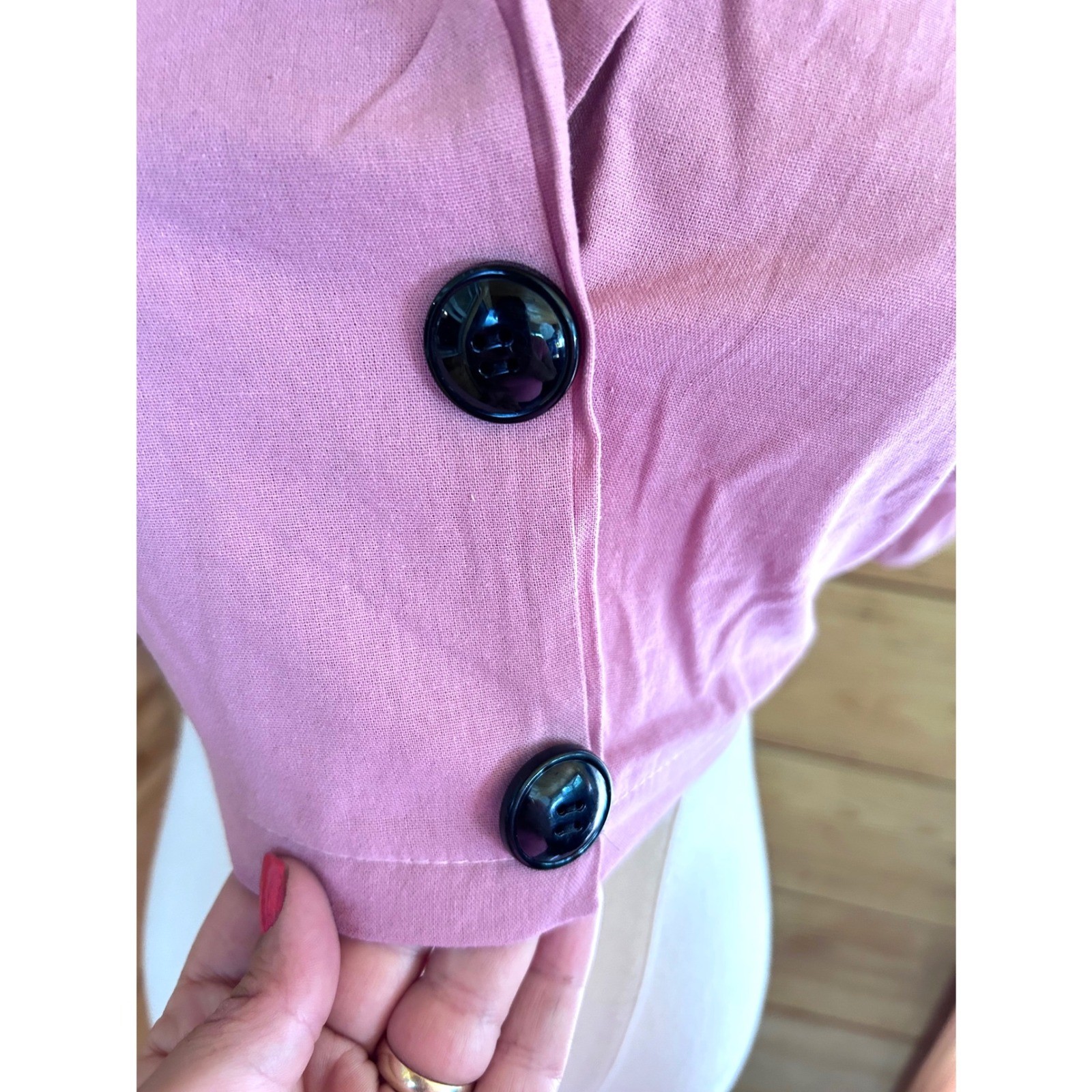 Vintage Linen Organic Cotton Crop Top Women Large Mauve Pink Artisan Maiwa
