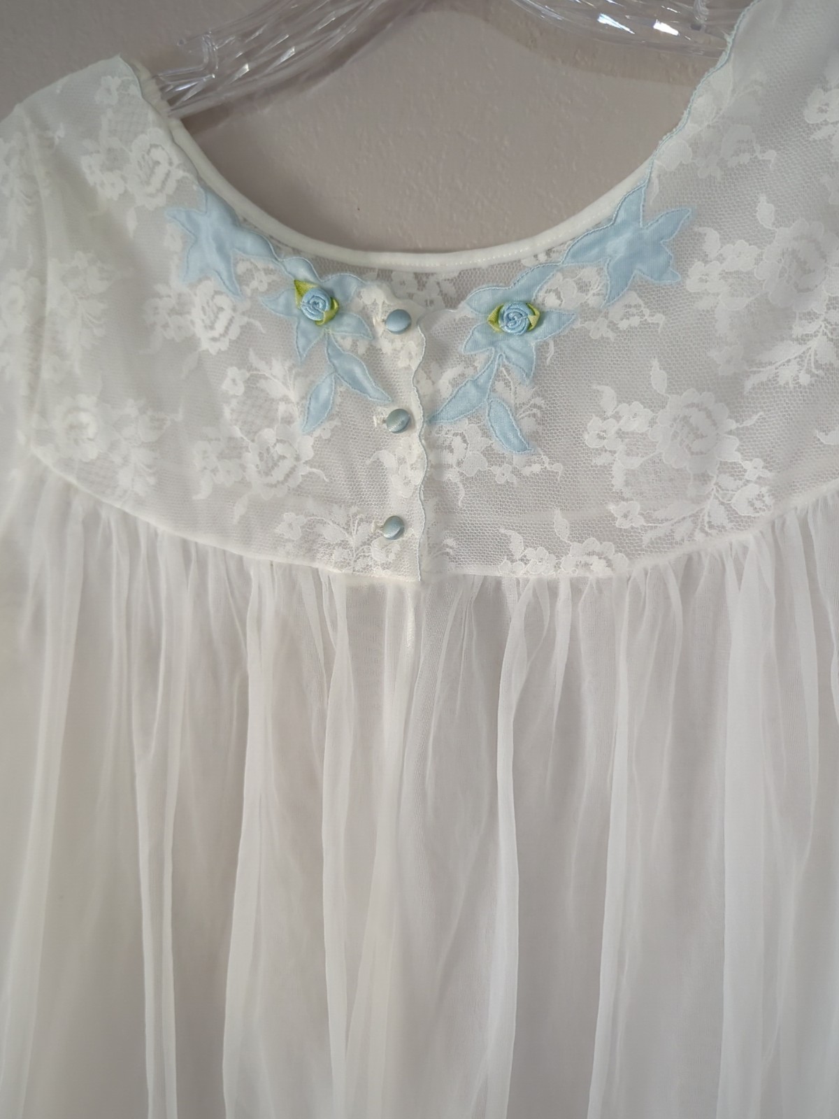 Vintage Radcliffe Sheer White pretty Boudoir Nightgown Peignoir Robe – Sz Petite