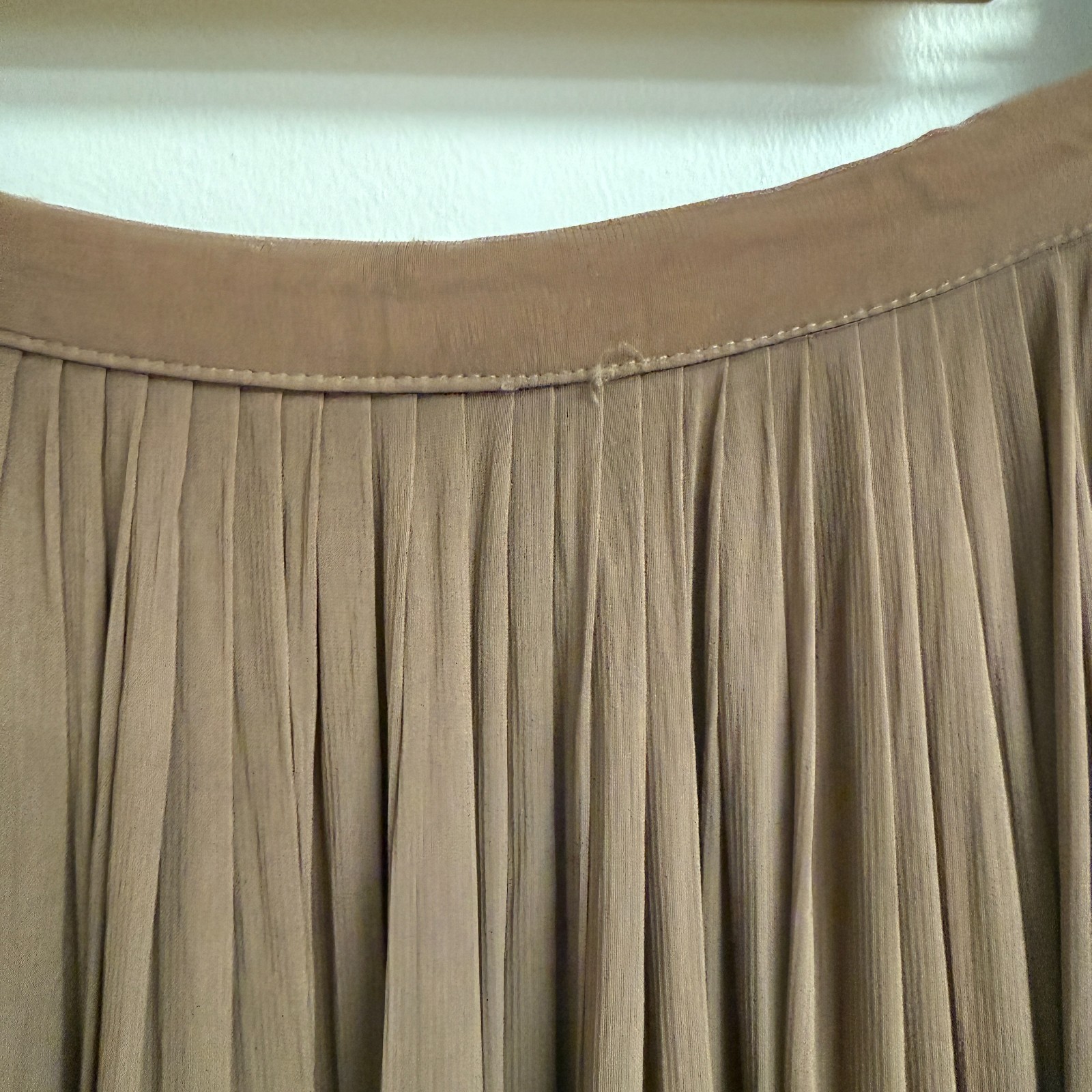 Vintage 50s Chiffon Full Pleated Light Brown Taupe Skirt Small
