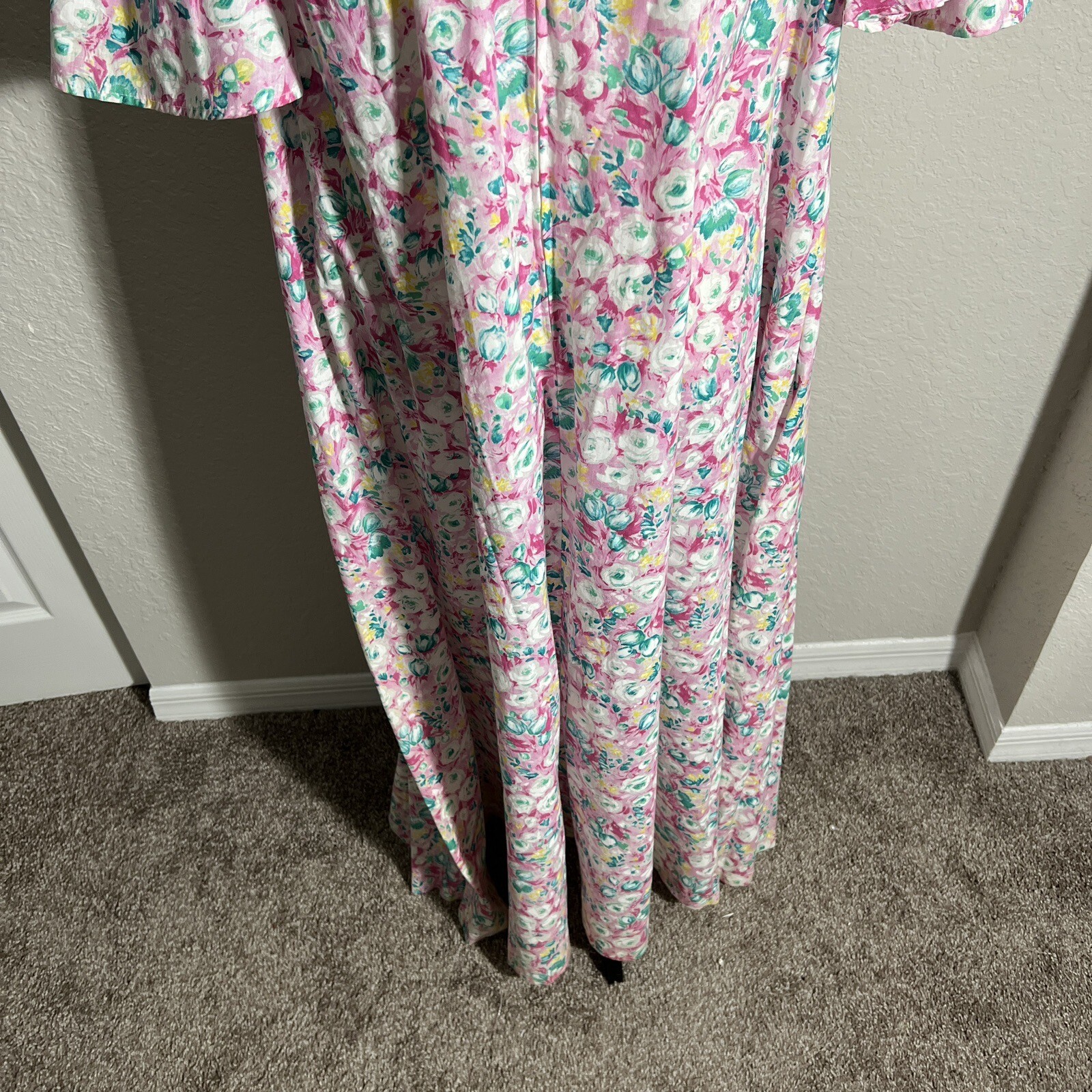 Vintage David Brown California Half Zip House Coat Mumu Dress Sz Medium Floral