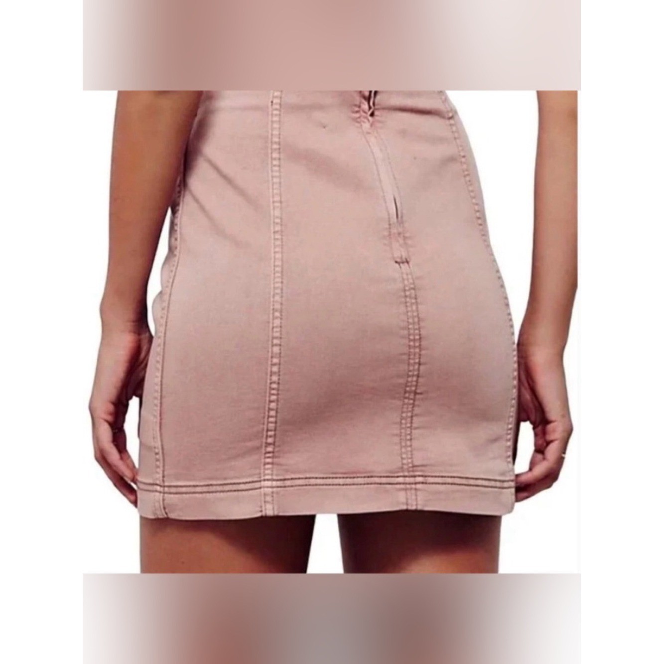 Free People Modern Femme Dusty Rose Denim Mini Skirt