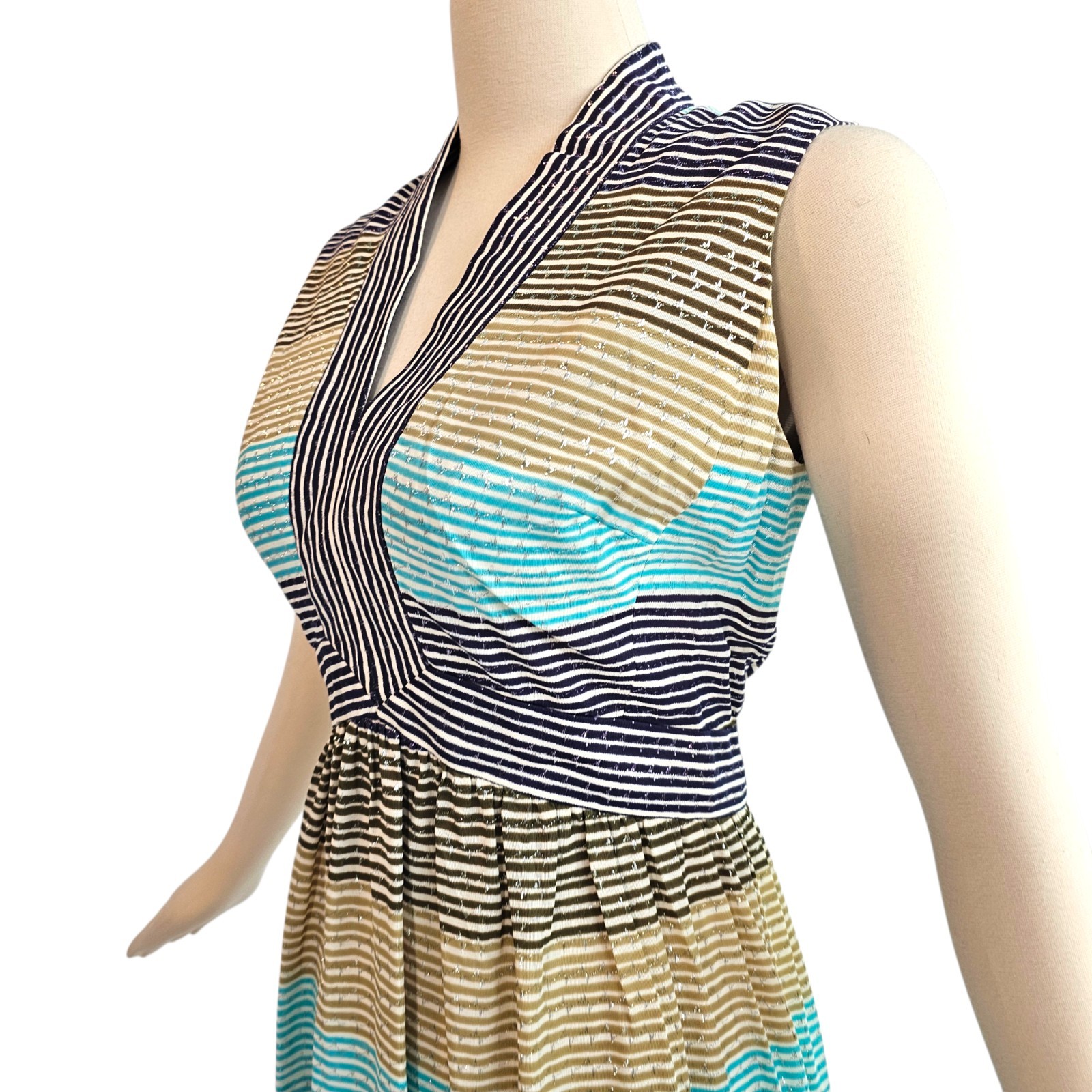 Vintage 1960s 70s Dress Sundress Striped Tiered Young Dimensions Romantica