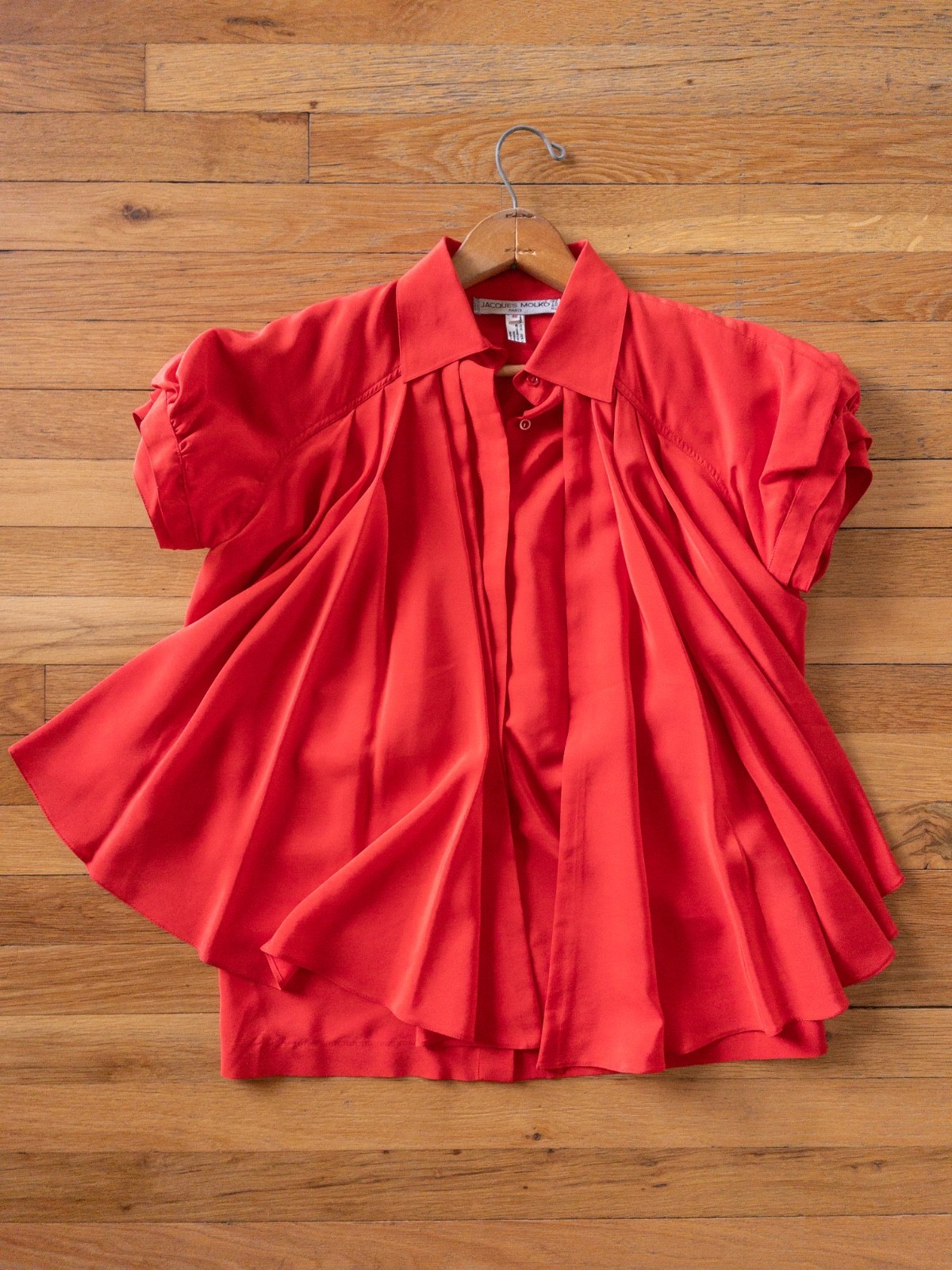 Jacques Molko Paris Vintage Red 100% Silk Top Lux Designer 1980&rsquo;s – 1990&rsquo;s RARE!