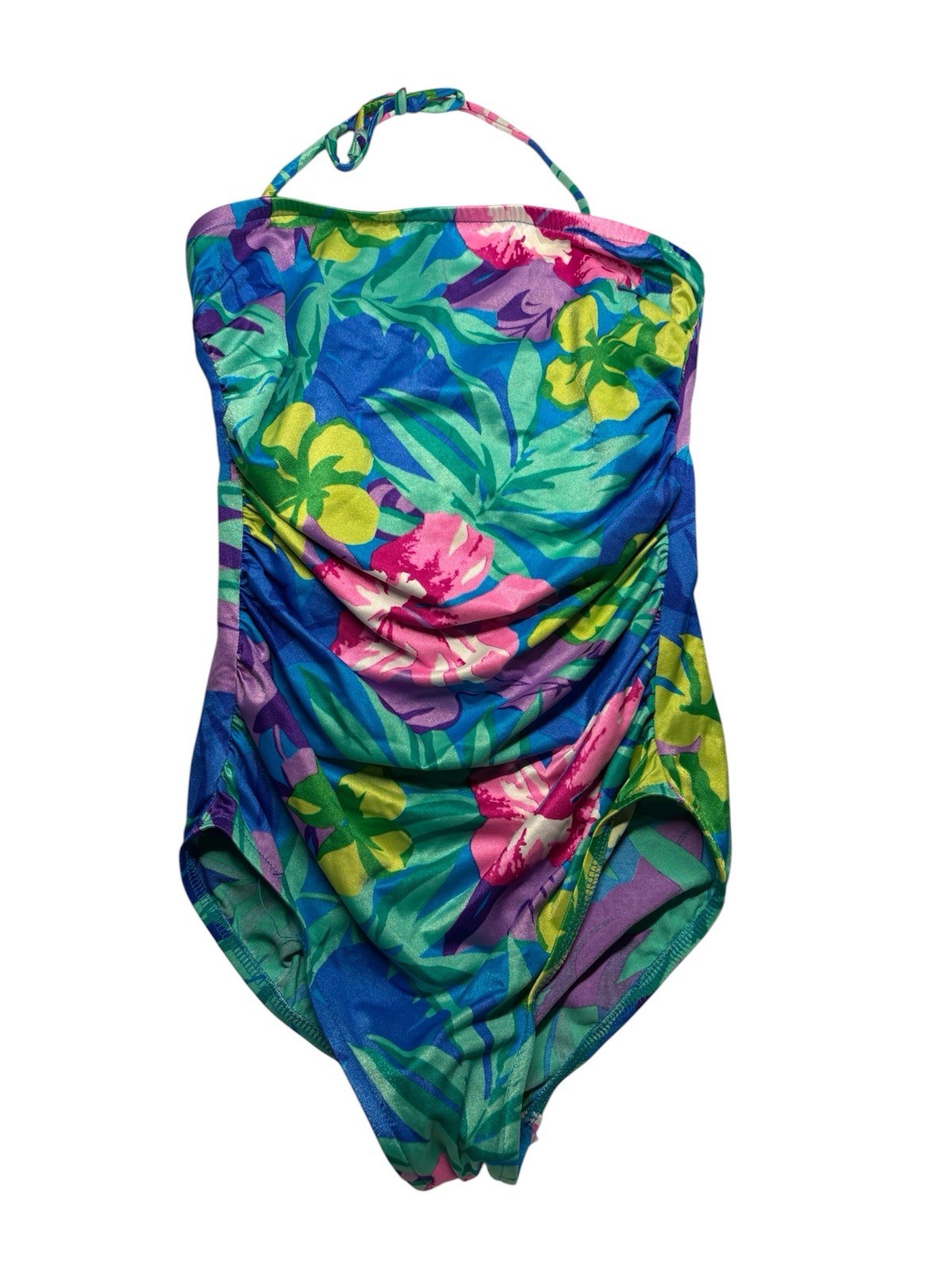 80s Bright Jungle Floral Bandeau One Piece Pattern Avon Sz 2XS/XS 32/26