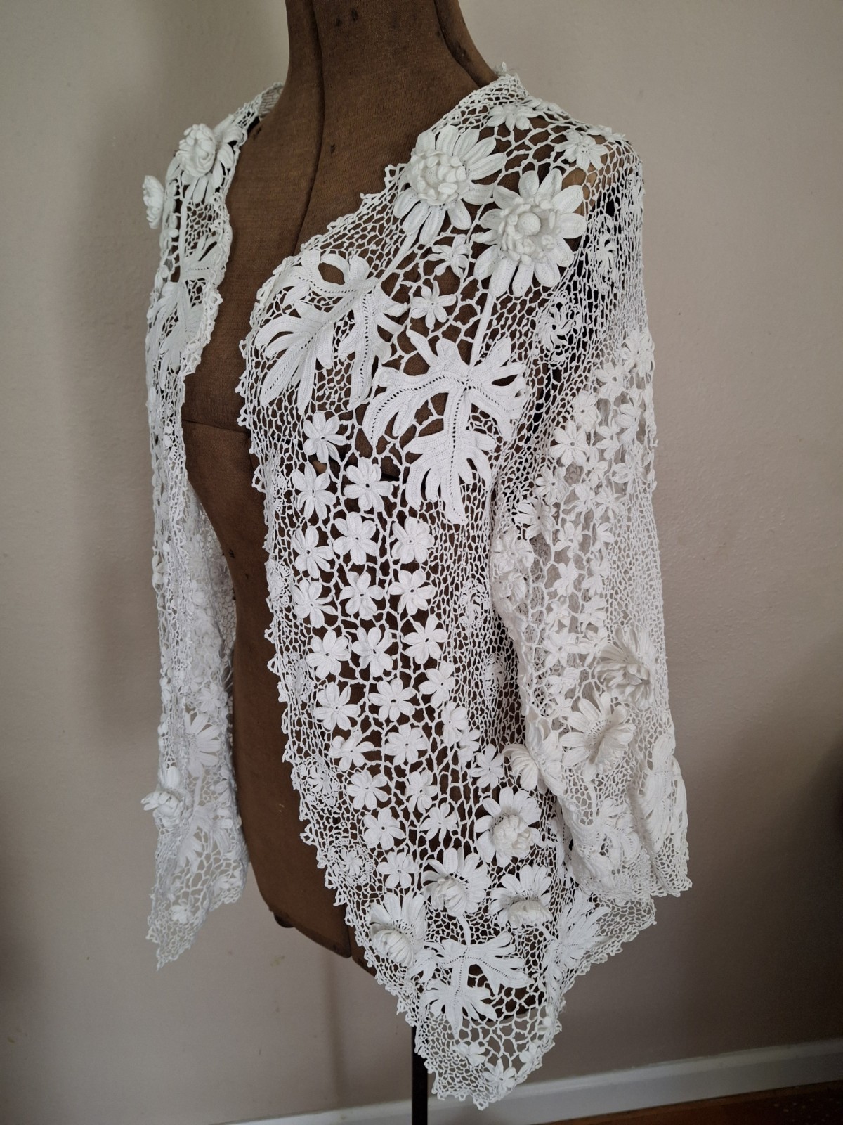 Vintage Edwardian EXQUISITE Irish Crochet Fancy Day Jacket