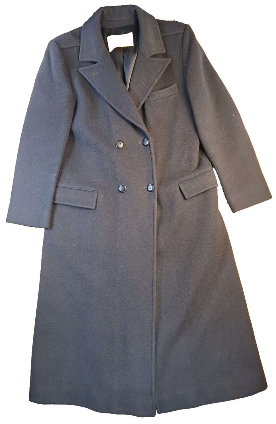 VTG Pendleton Womens Sz 10? 100% Wool Heavy Overcoat Black Double Breasted Lined