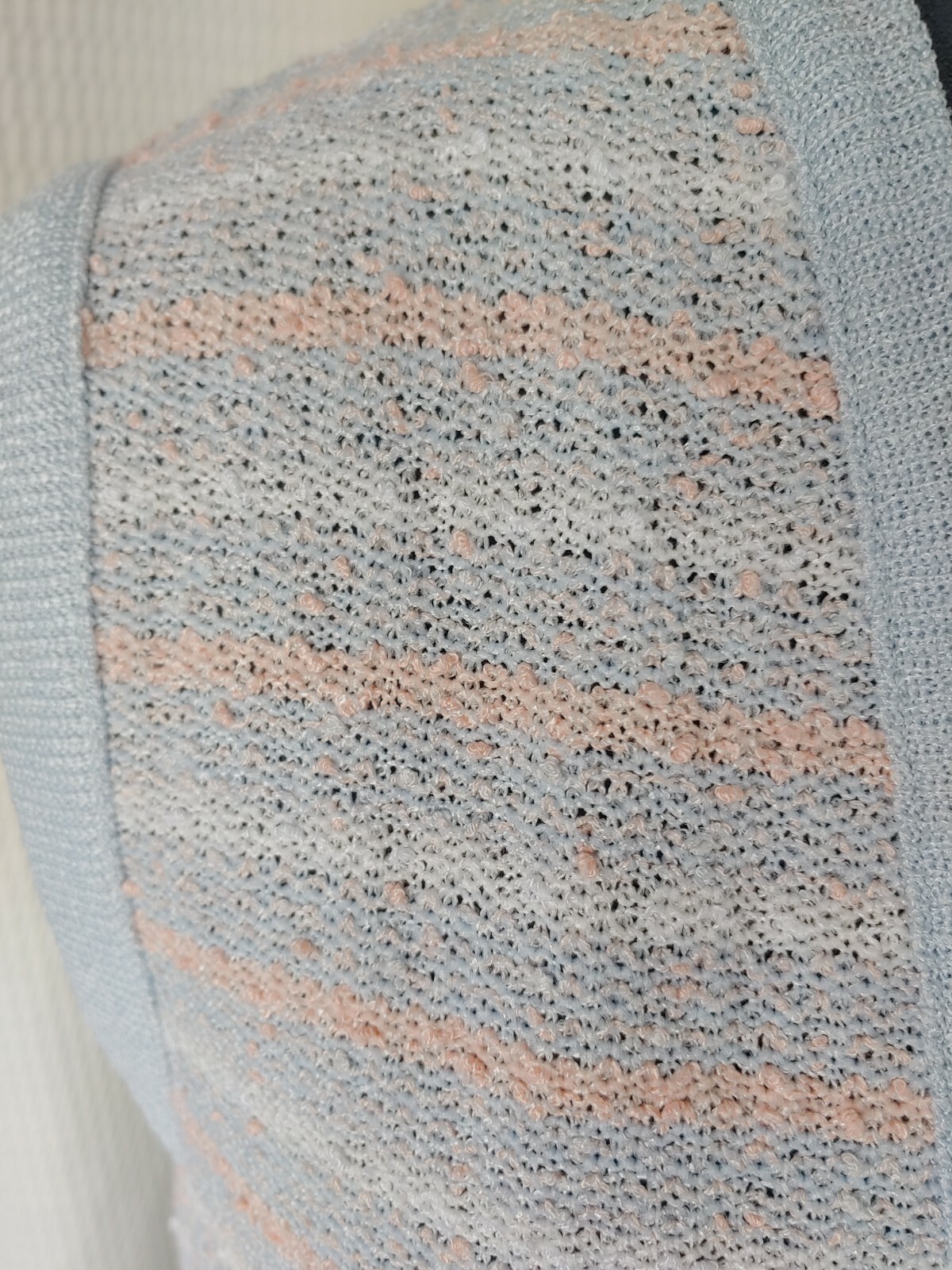 Vintage Devon Light Blue, Peach & White Striped Acrylic Sweater Vest Size Large
