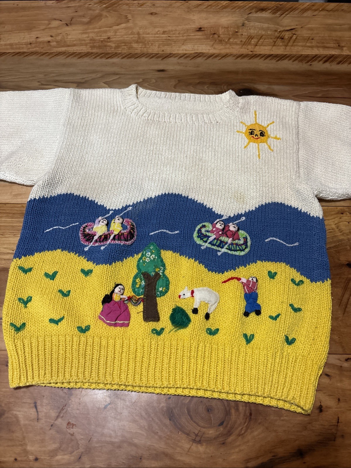 Vintage Handmade Cotton Sweater Peruvian Artist Jon Planas /Rachel&rsquo;s Collection