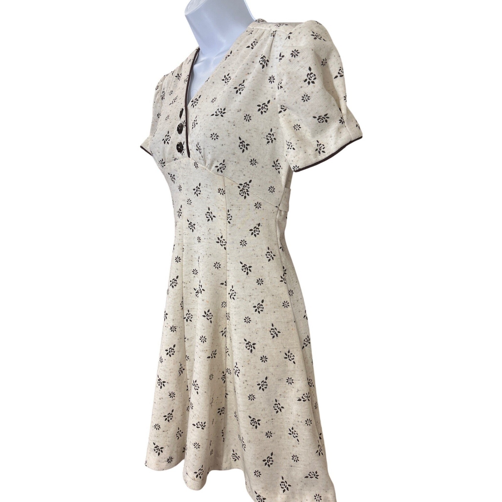 70s Unbranded Floral Mini Dress Cottagecore Prairie