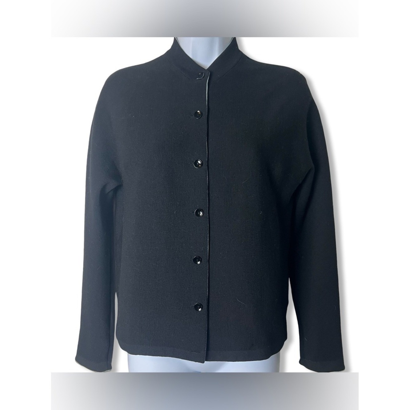 Vtg 50s Création Tricosa Paris Black Knit Jacket Two-Tone Made in France