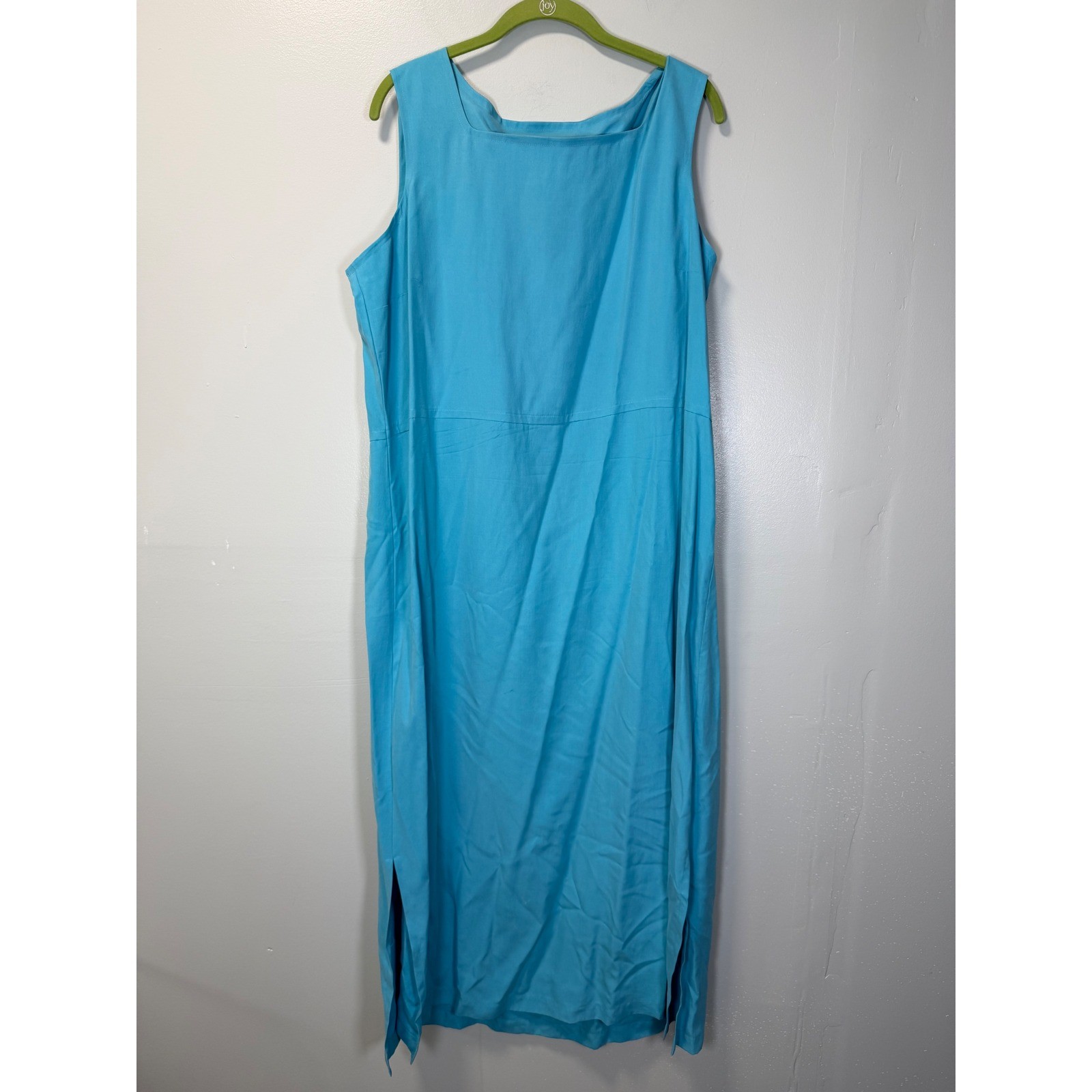 Victoria Holley Vintage 100% Silk Sleeveless Maxi Dress Turquoise Blue 18W