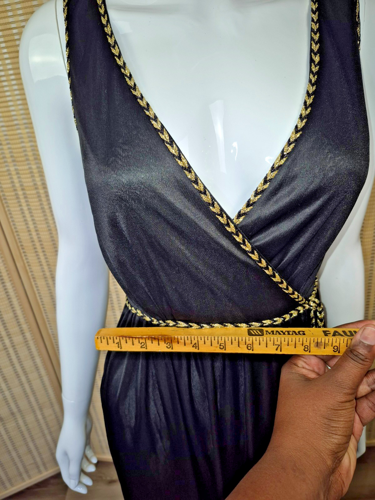 RARE VTG 70s Disco Karida Sheer Black Dress Long Studio 54 Glamour Small Sz 4-6