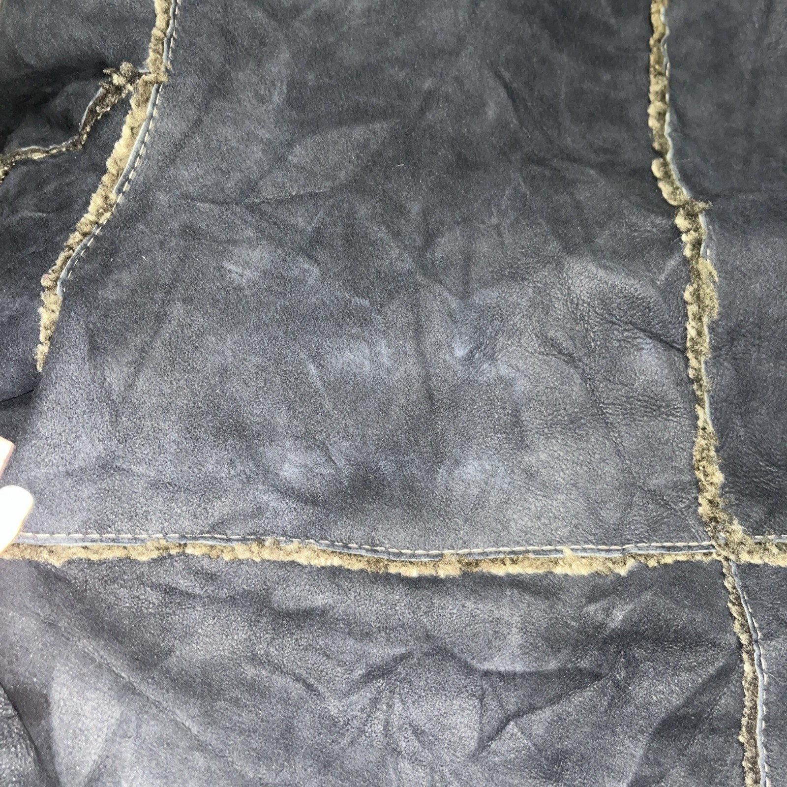 Vintage Sinclair Shearling Coat Suede Sheepskin Made in Italy 46 Fuzzy Buttons