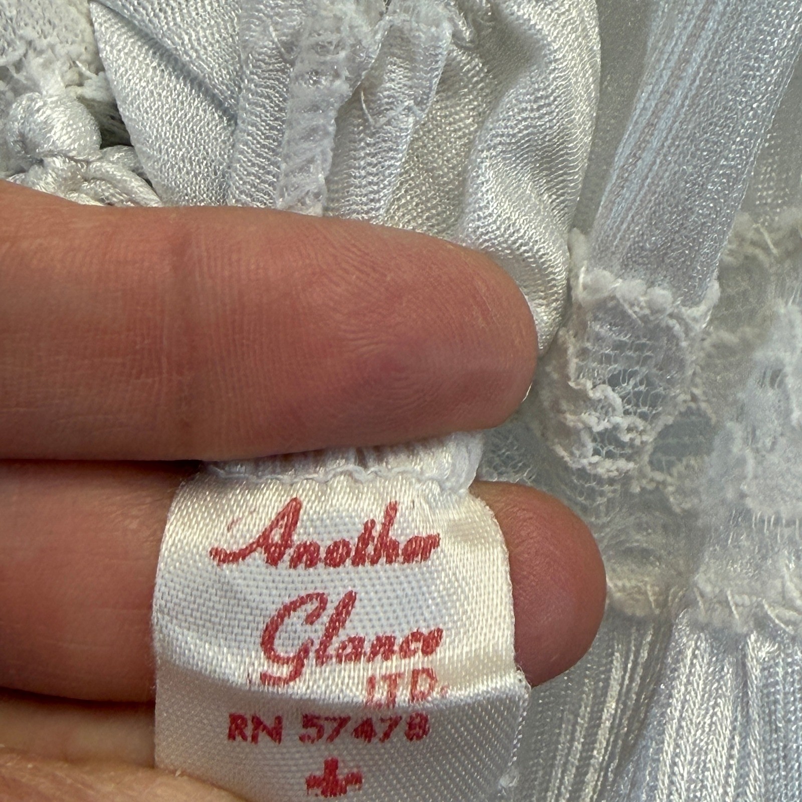 Vintage Another Glance Regency Lace Trim Nightgown Women L Classic Old Hollywood