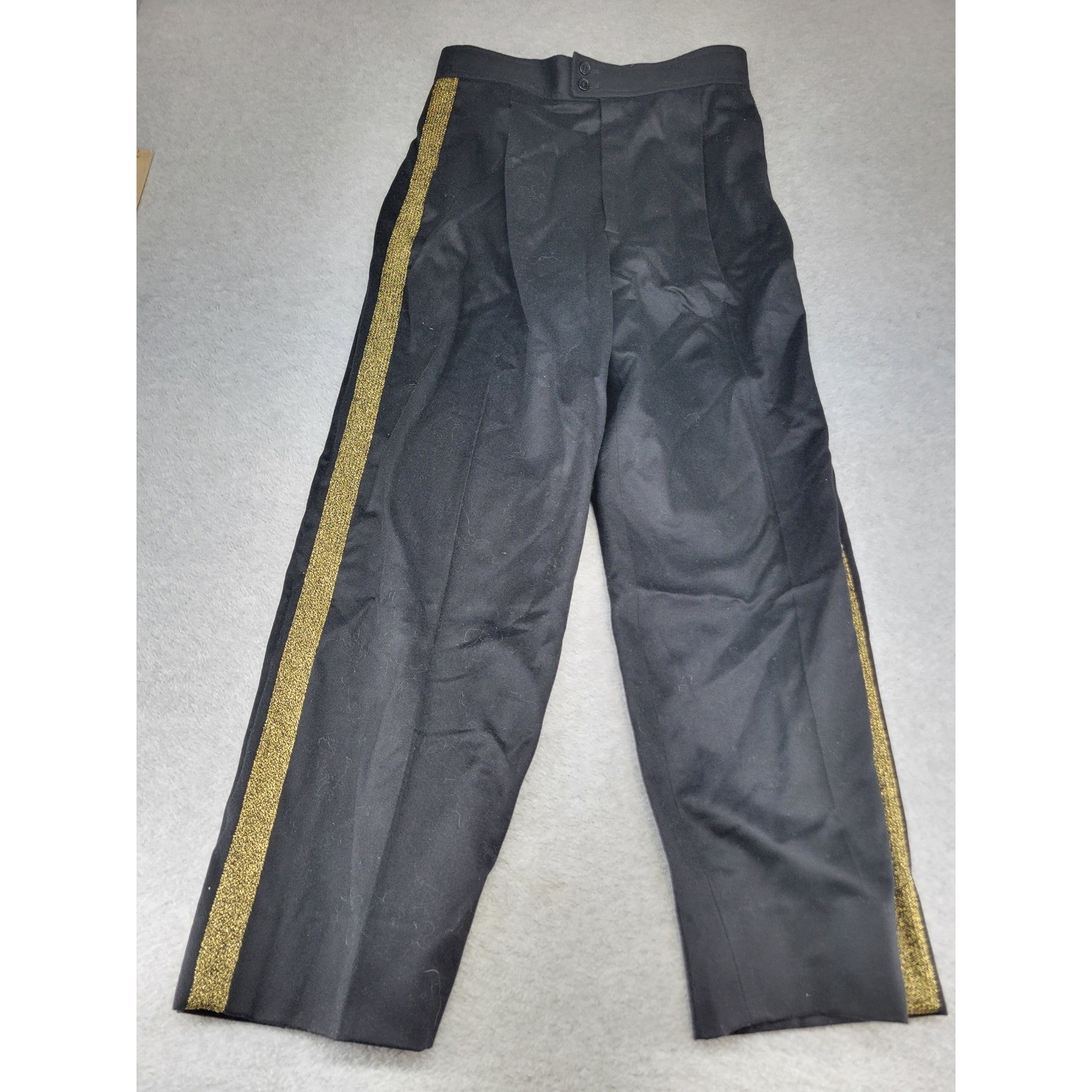 Yves Saint Laurent Rive Gauche Vintage Black Wool Cashmere Gold Stripe Pants 42