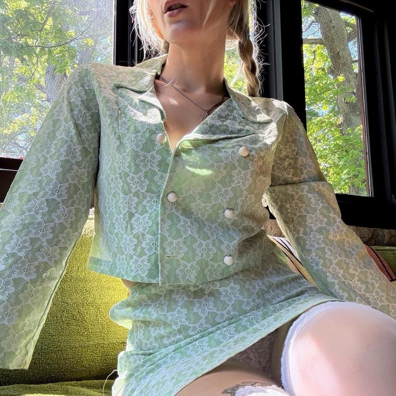 1960&rsquo;s Green Lace Suit Set
