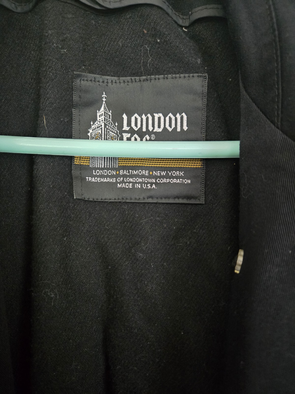 Vintage London Fog Made in USA Lined Black Trench Coat Size 8 Reg FREE SHIPPING