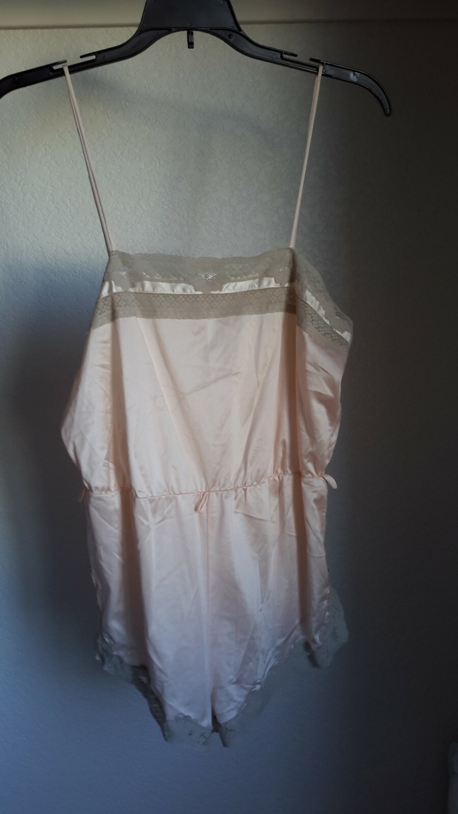 Vintage Flair Size S Nylon Teddy Lacy One Piece Snap Bodysuit Lingerie Cream USA